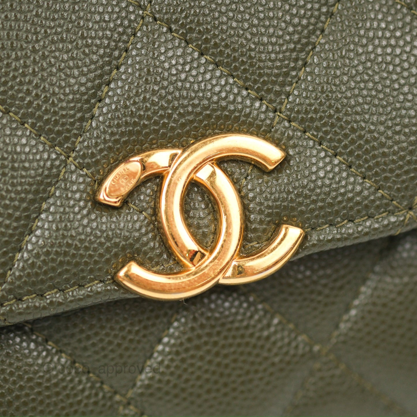 Chanel Coco First Mini Clutch On Chain Dark Olive Green Caviar Gold Hardware 22K