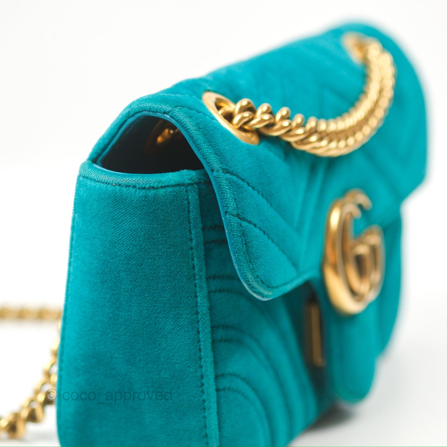 Gucci Mini Marmont Velvet Green Gold Hardware