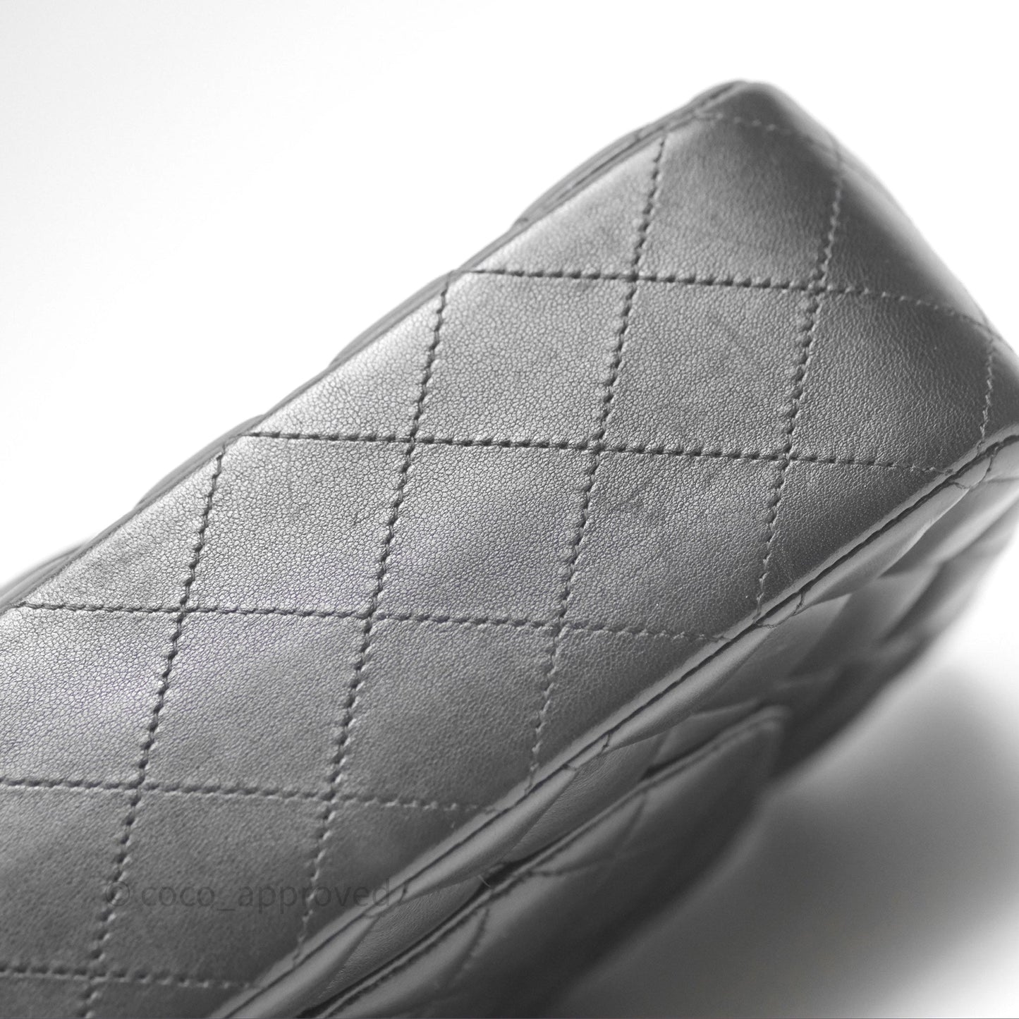 Chanel Classic M/L Medium Flap Quilted Black Lambskin Silver Hardware