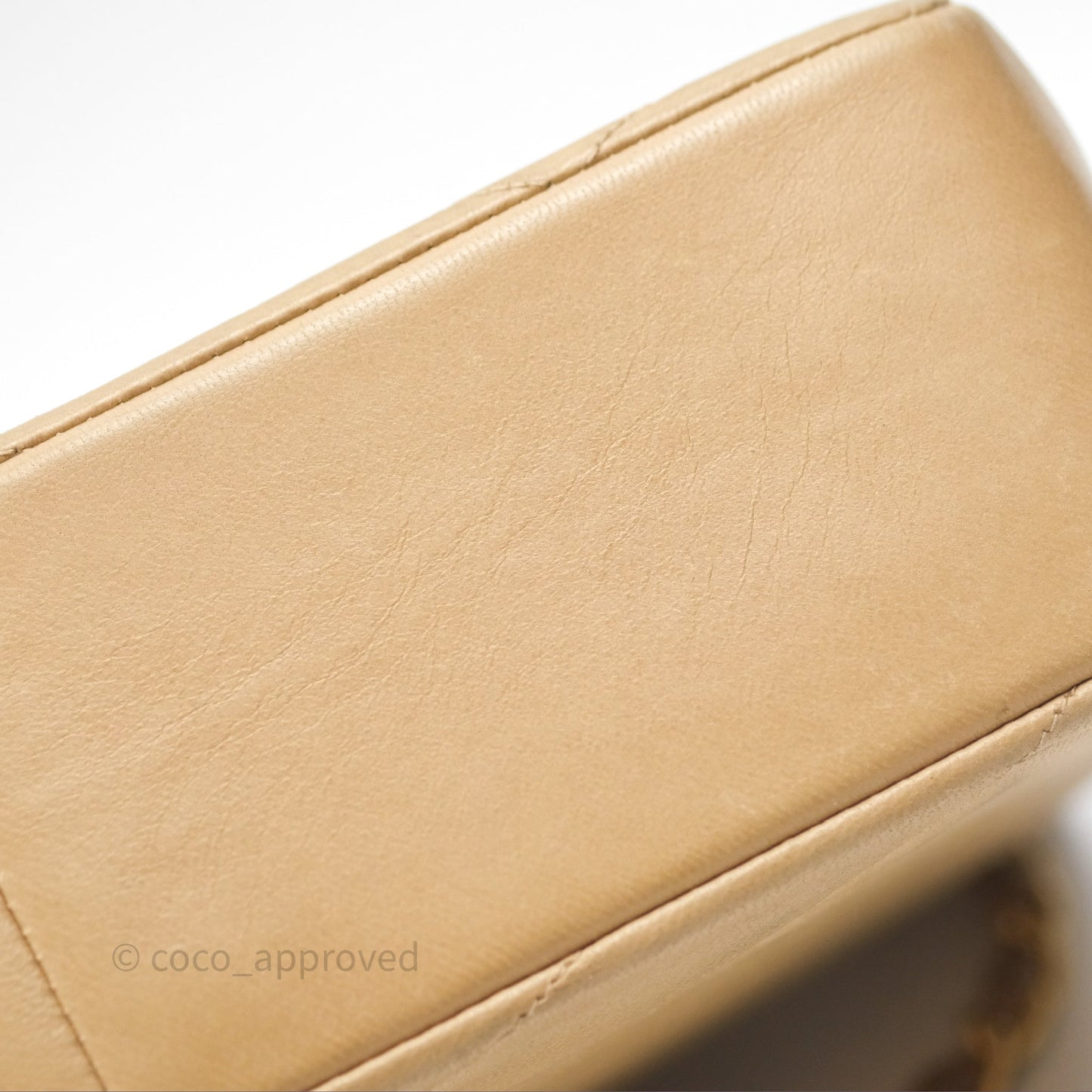 Chanel Vintage Medium Flap Chevron Beige Lambskin 24K Gold Hardware