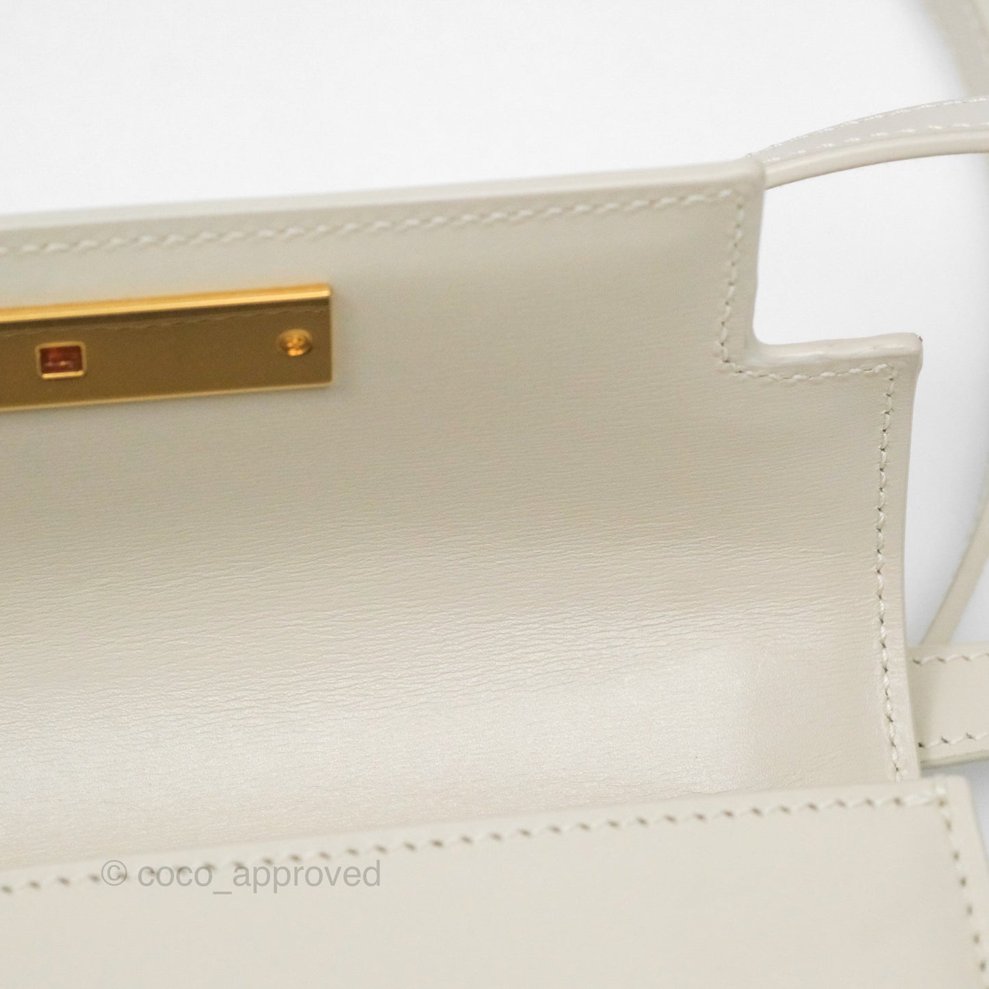 Saint Laurent Mini Manhattan Box Calfskin Blanc Vintage Gold Hardware