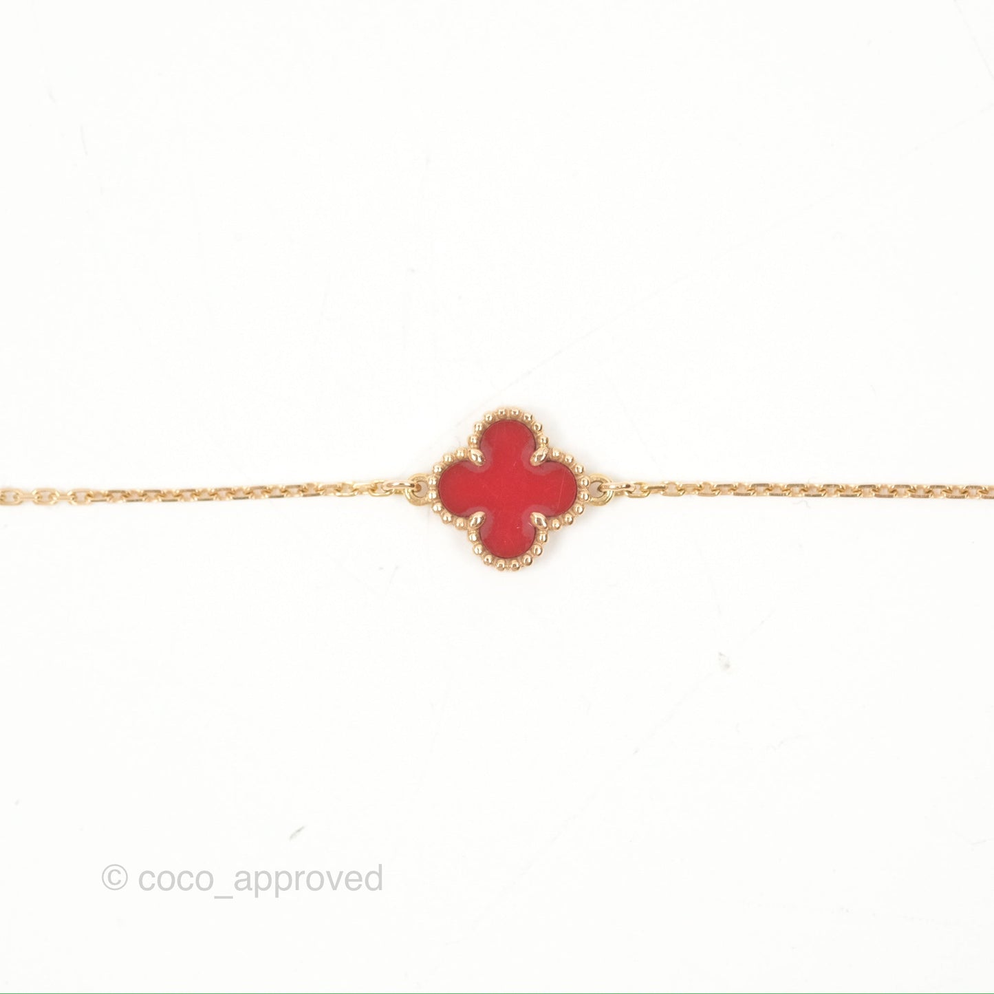 Van Cleef & Arpels Sweet Alhambra Bracelet Rose Gold Red Carnelian