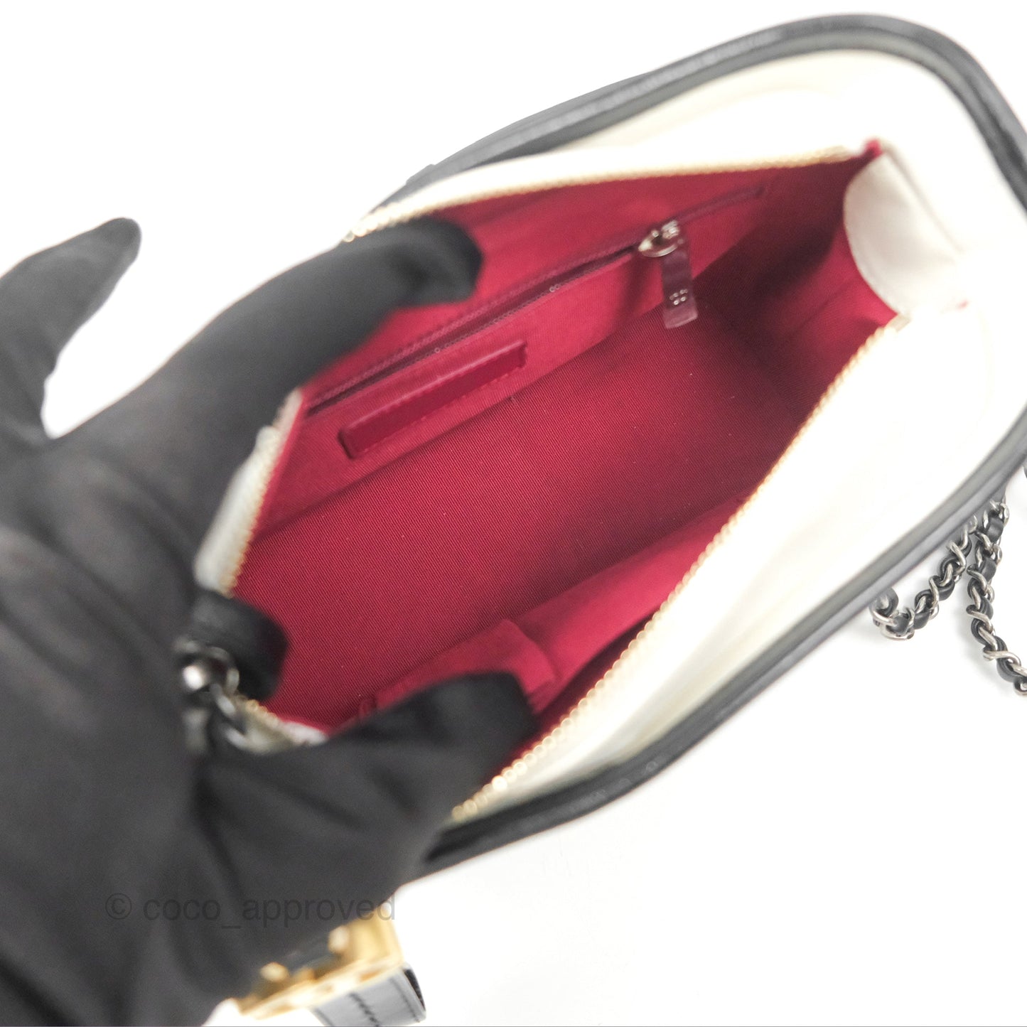 Chanel Small Gabrielle Hobo Quilted Black White Aged Calfskin
