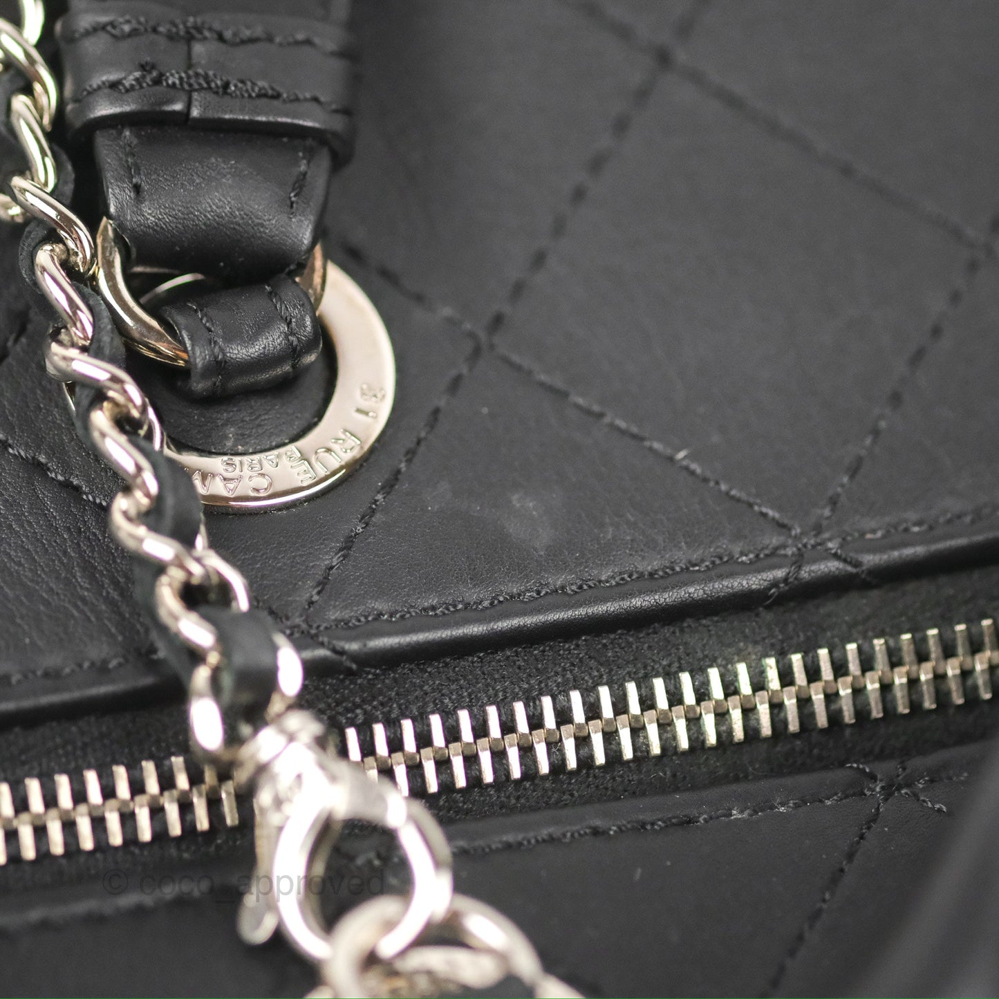 Chanel Flat Quilted Boston Bag Black Calfskin Silver Hardware