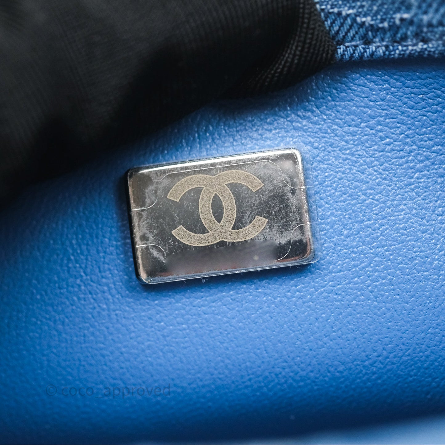 Chanel Quilted Camellia Printed Heart Crush Mini Flap Bag Blue Denim Aged Silver Hardware