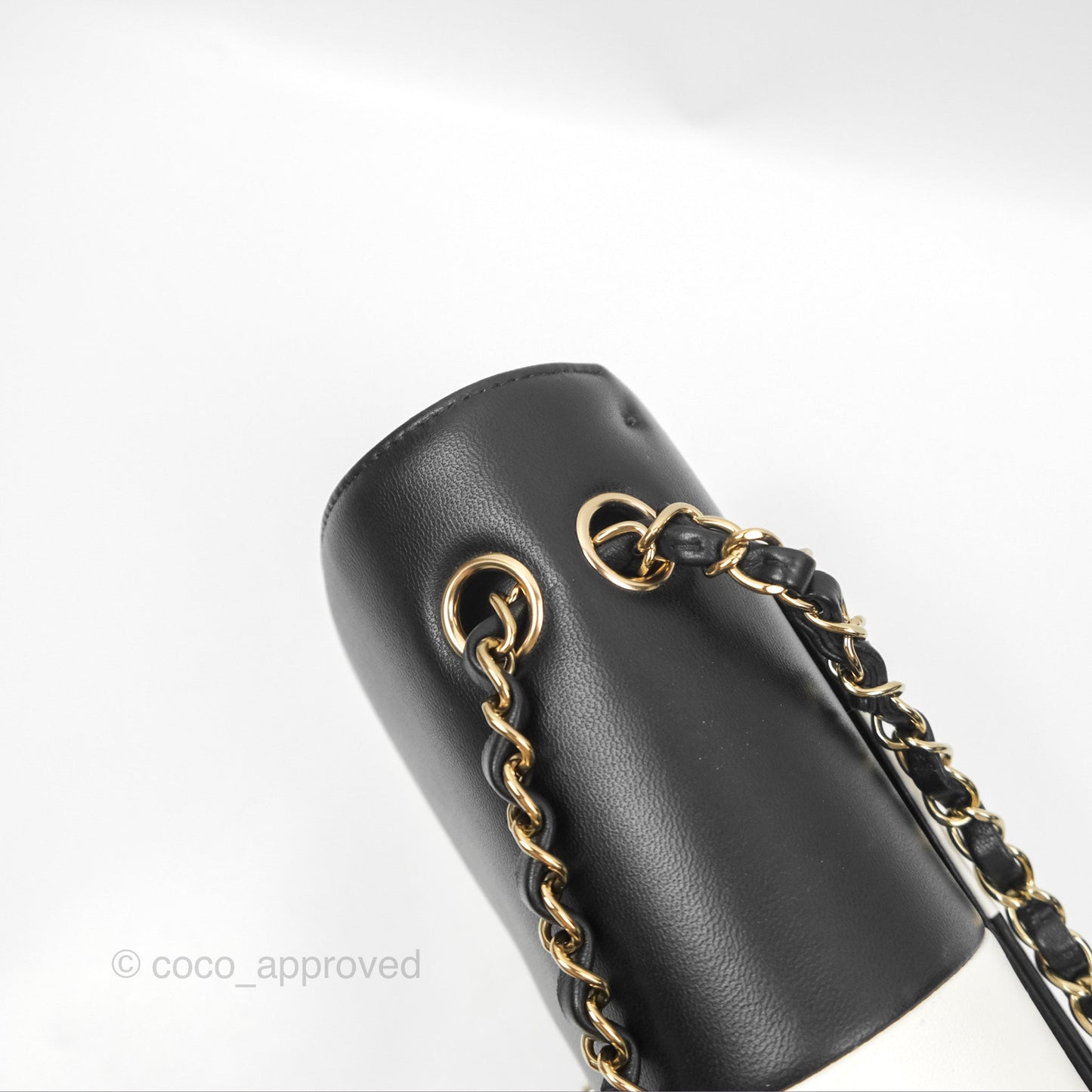 Chanel Medium Flap Black & White Lambskin Gold Hardware