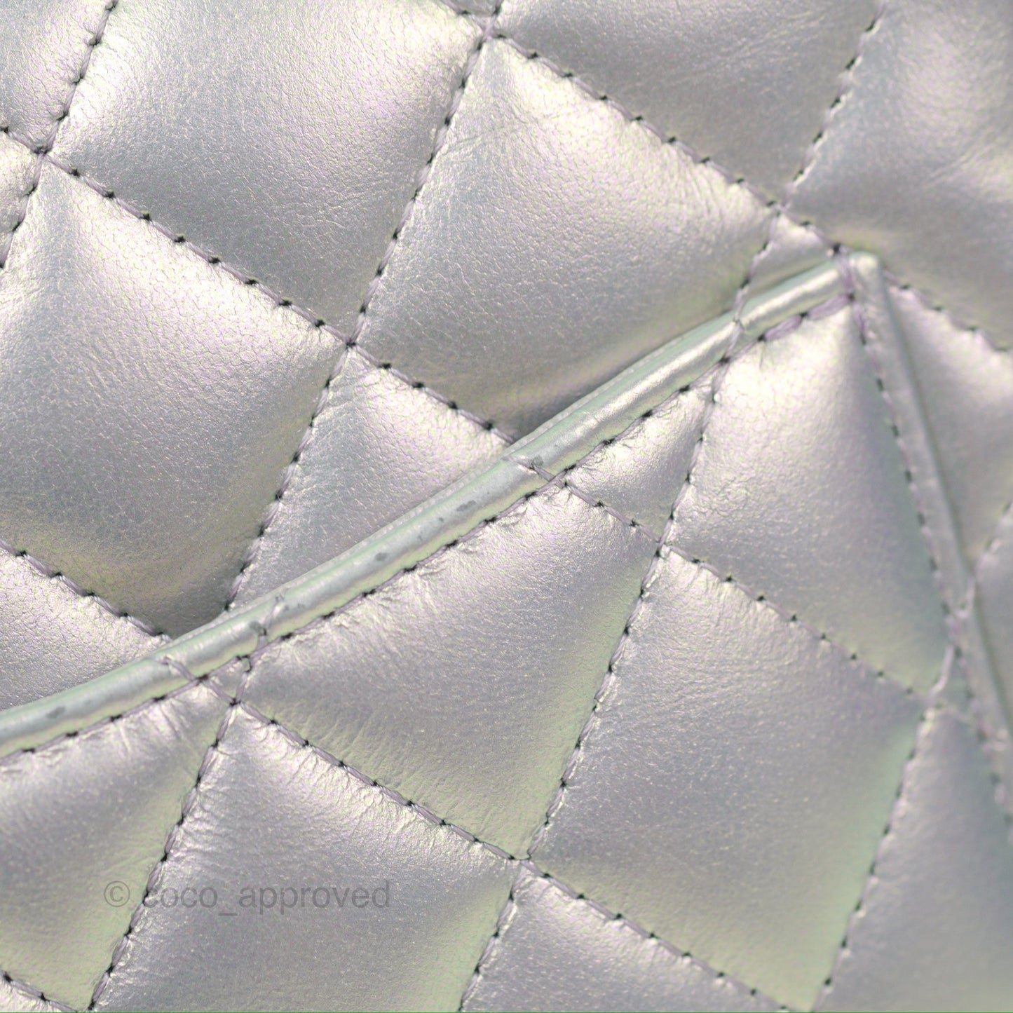 Chanel Mini Square Quilted Iridescent Lilac Silver Hardware 21K