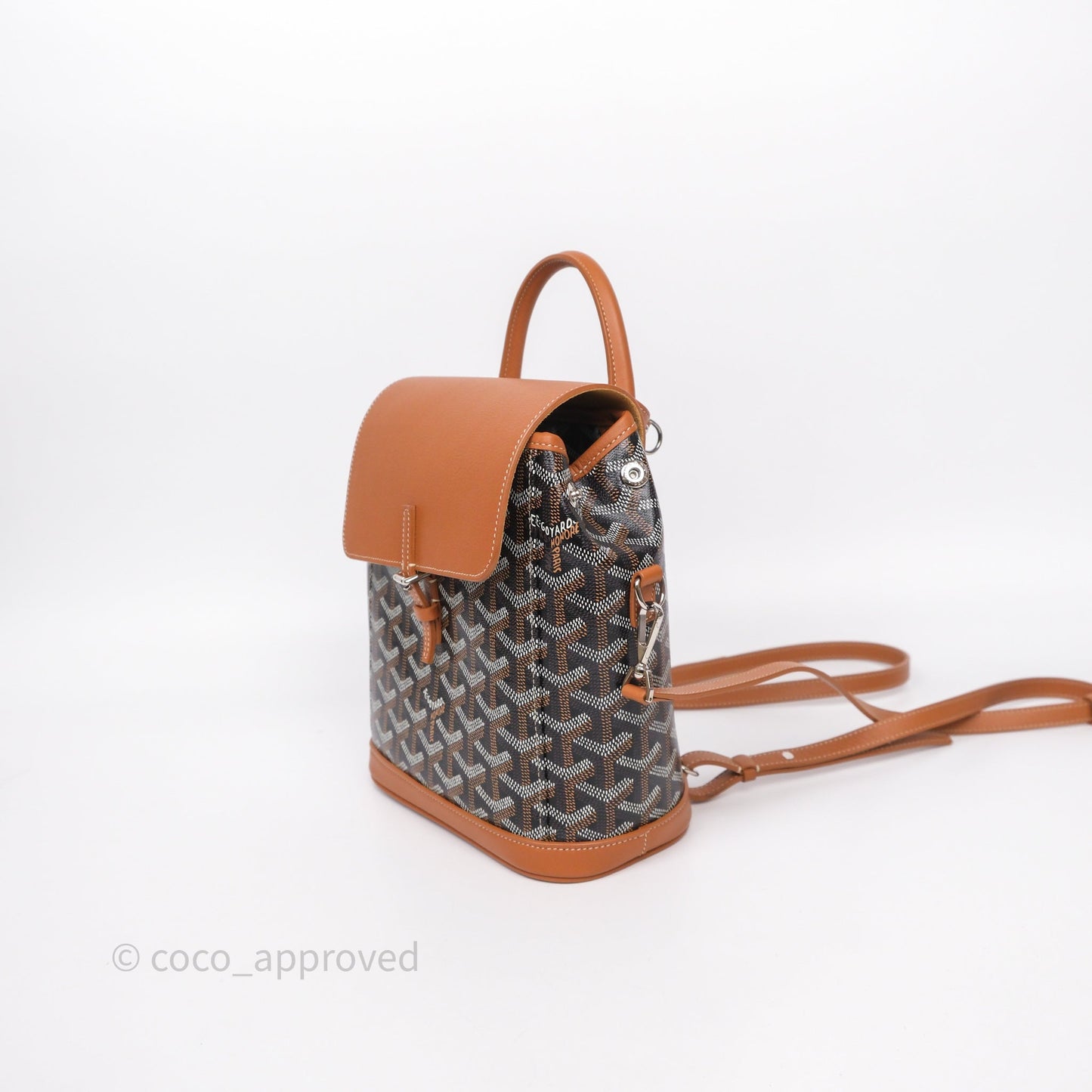 Goyard Mini Alpin Backpack Black/ Tan  Goyardine Calfskin
