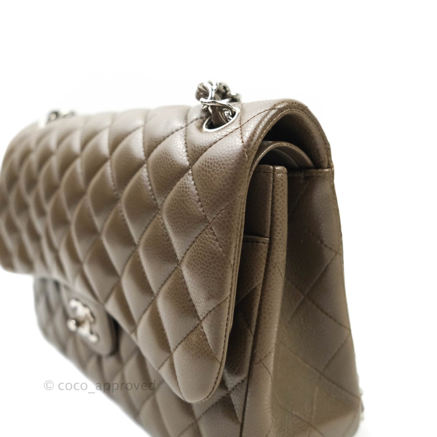 Chanel Jumbo Double Flap Taupe Caviar Silver Hardware⁣⁣