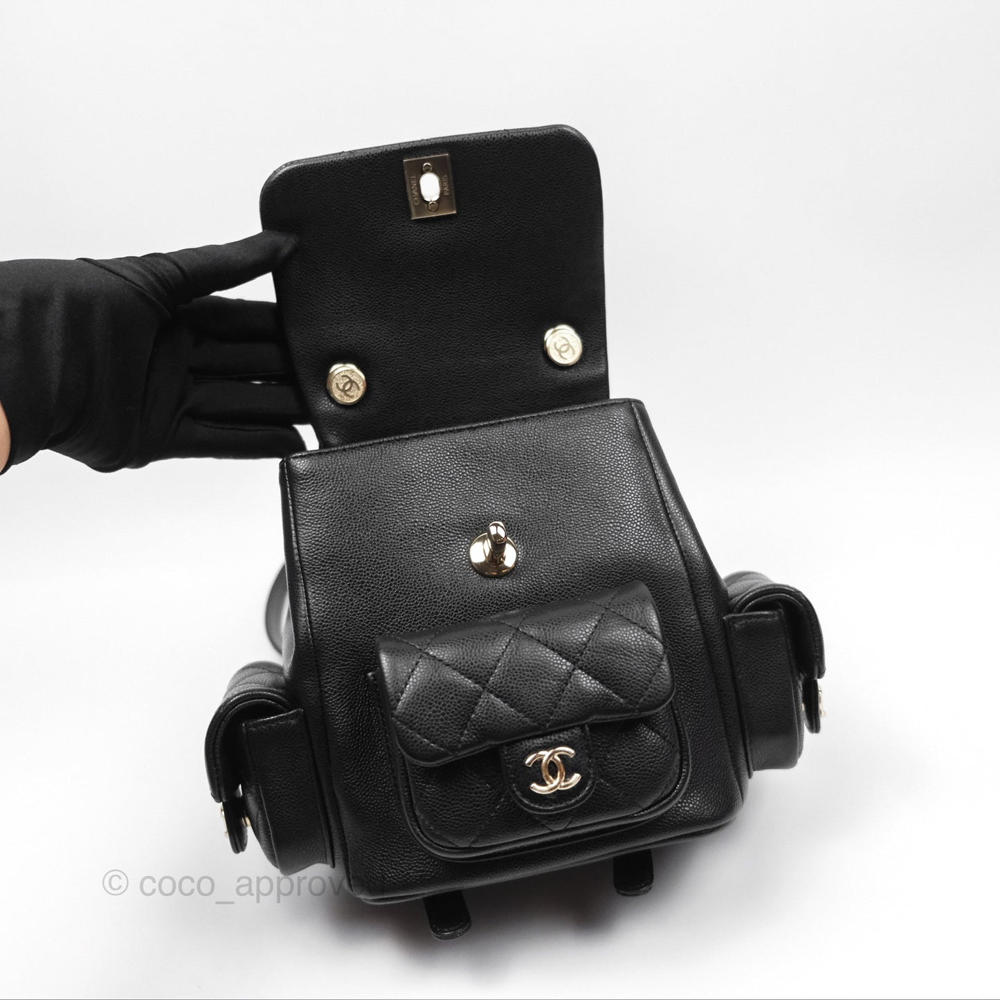 Chanel Small Duma Backpack Caviar Black Gold Hardware 23K