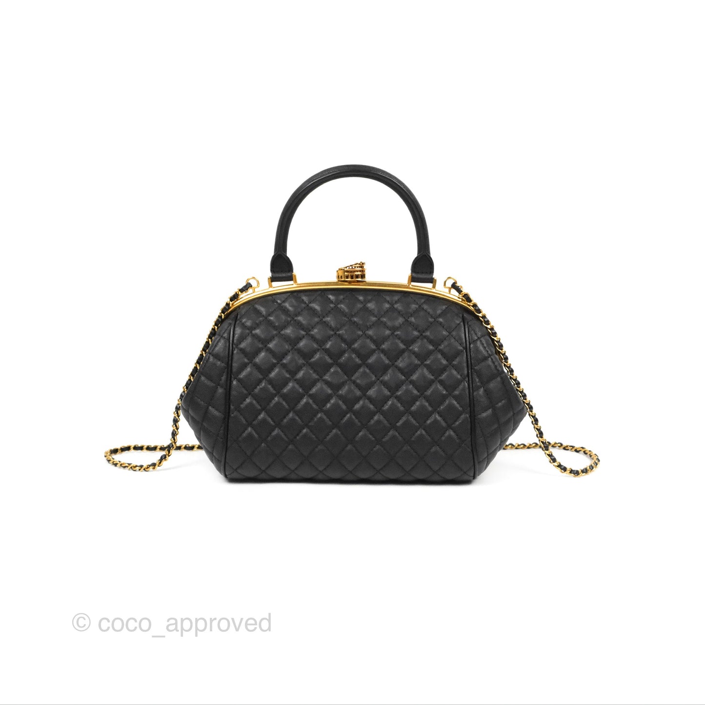 Chanel Paris Rome Colosseum Lock Bag Black Calfskin Antique Gold