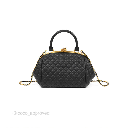 Chanel Paris Rome Colosseum Lock Bag Black Calfskin Antique Gold
