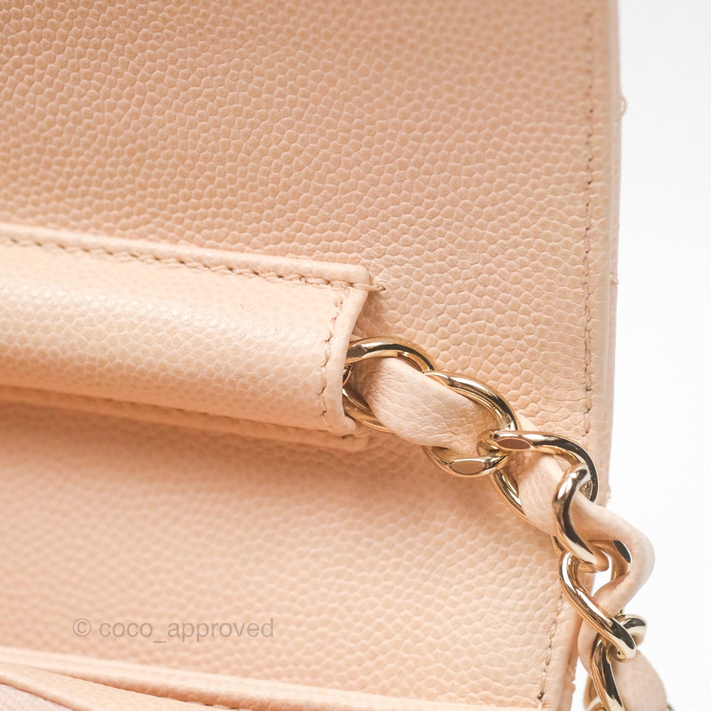Chanel Quilted Small Like The Wallet Flap Light Beige Pink Caviar Light Gold Hardware 22C