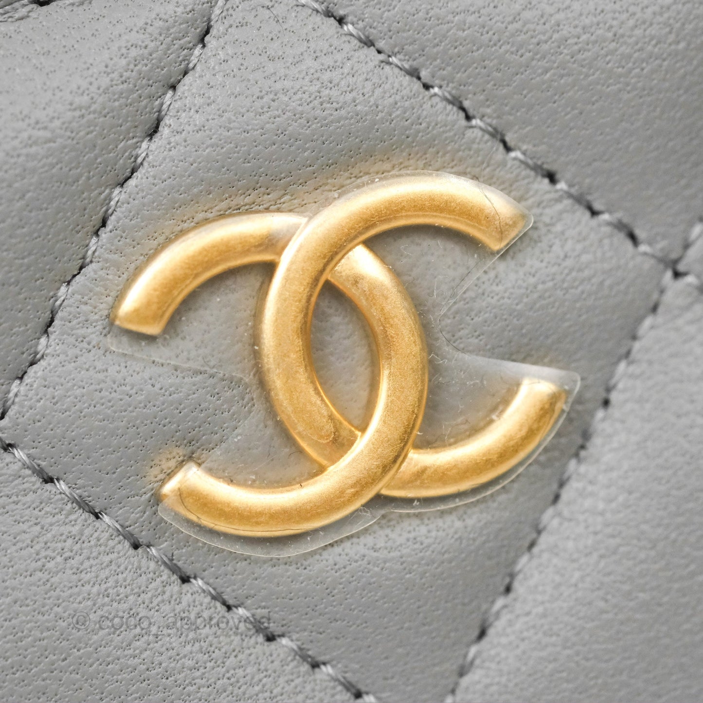 Chanel Vanity Rectangular Metal Top Handle Grey Lambskin Aged Gold Hardware