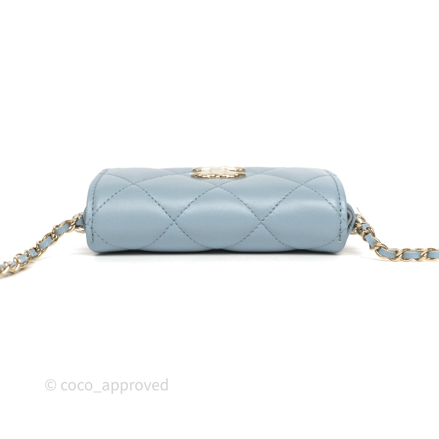 Chanel Mini Chain Around Clutch With Chain Blue Lambskin Gold Hardware