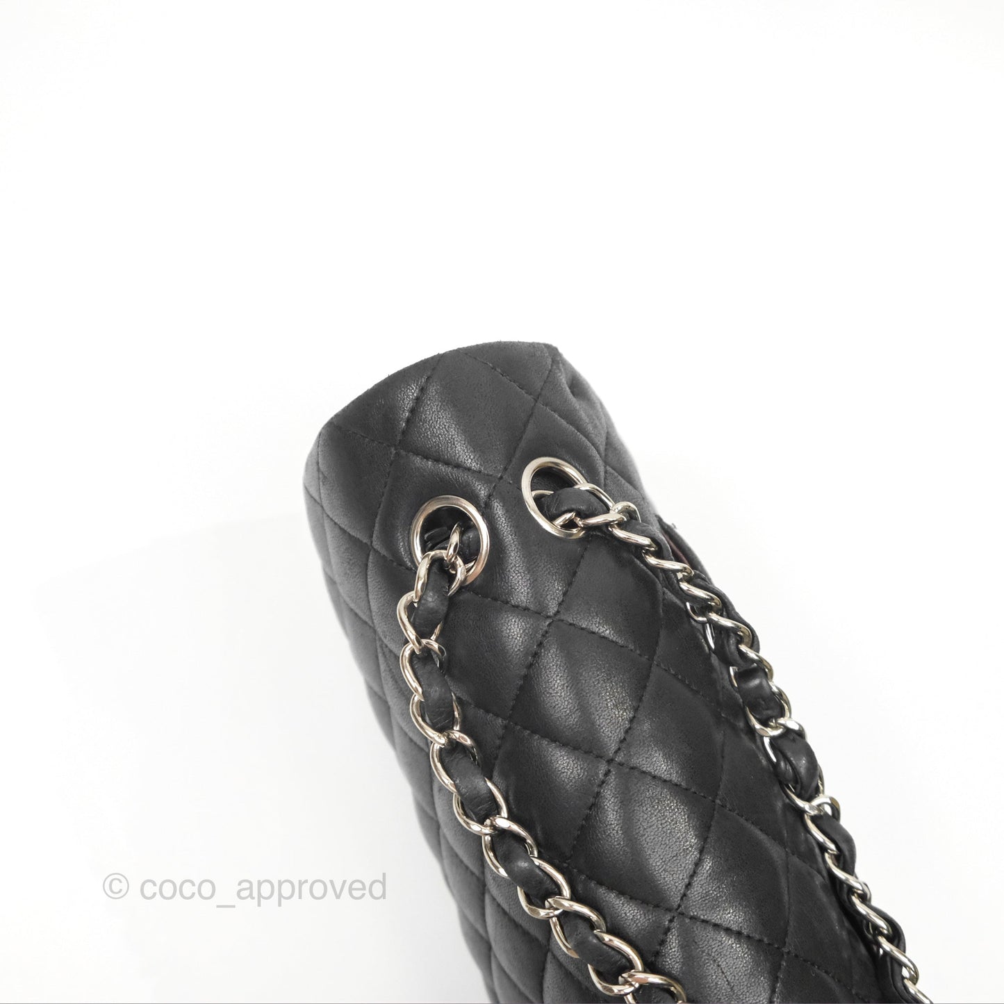 Chanel Classic M/L Medium Flap Quilted Black Lambskin Silver Hardware