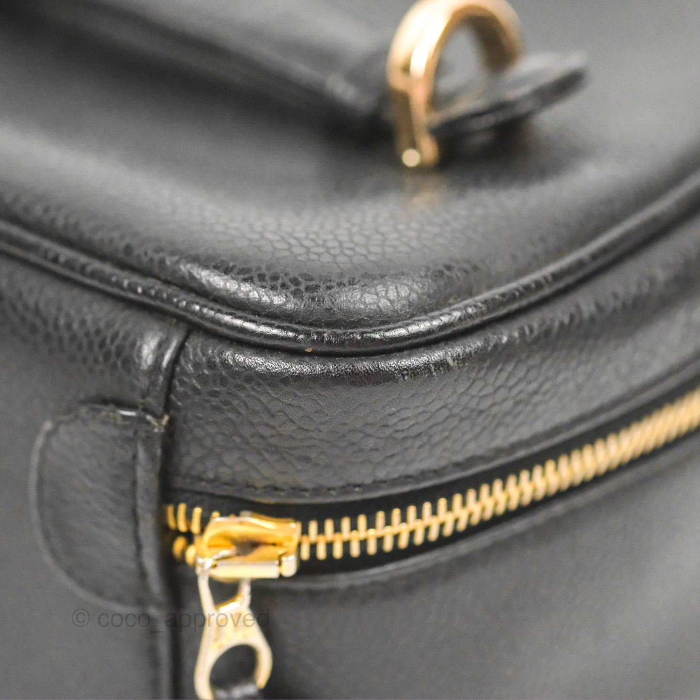 Chanel Vintage Vanity Case Black Caviar Gold Hardware
