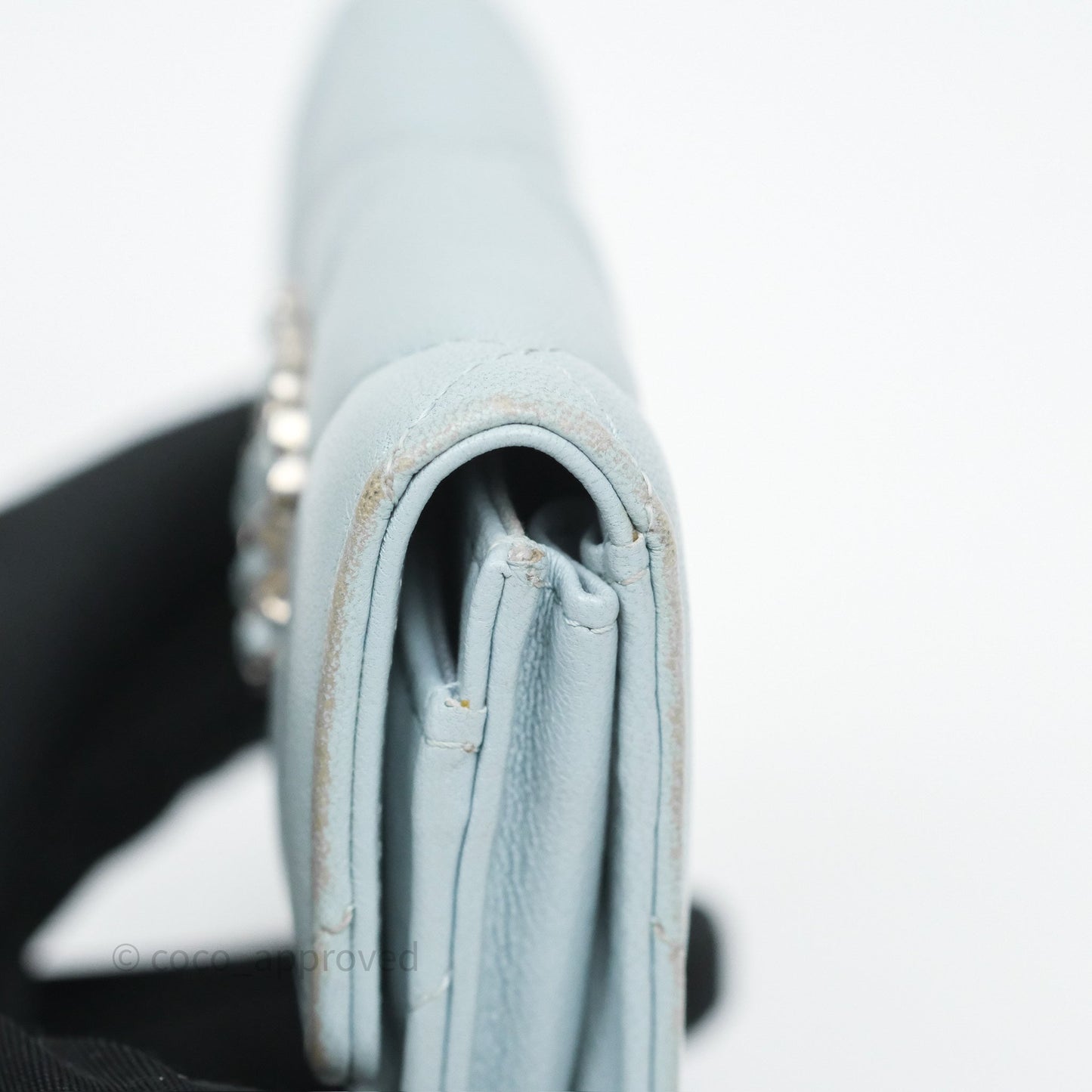 Chanel 19 Flap Card Holder Light Blue Lambskin