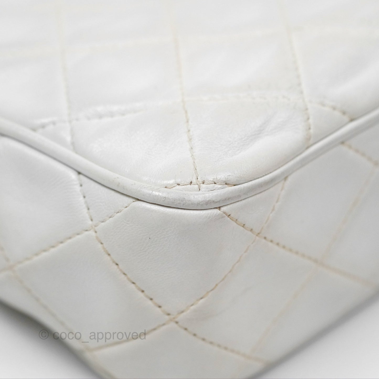 Chanel Vintage Small Camera Bag White Lambskin Gold Hardware
