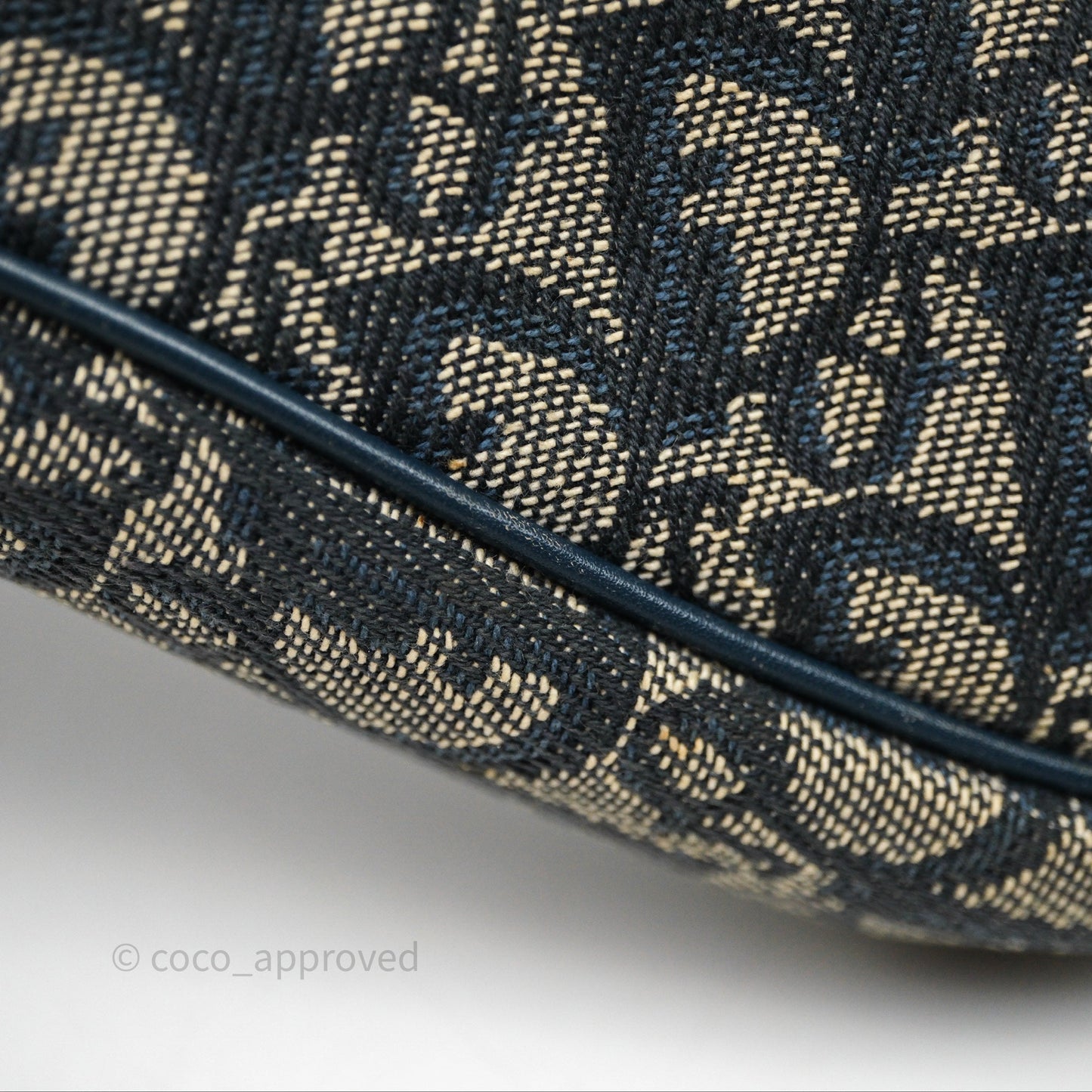 Christian Dior Vintage Mini Saddle Bag Blue Oblique Jacquard