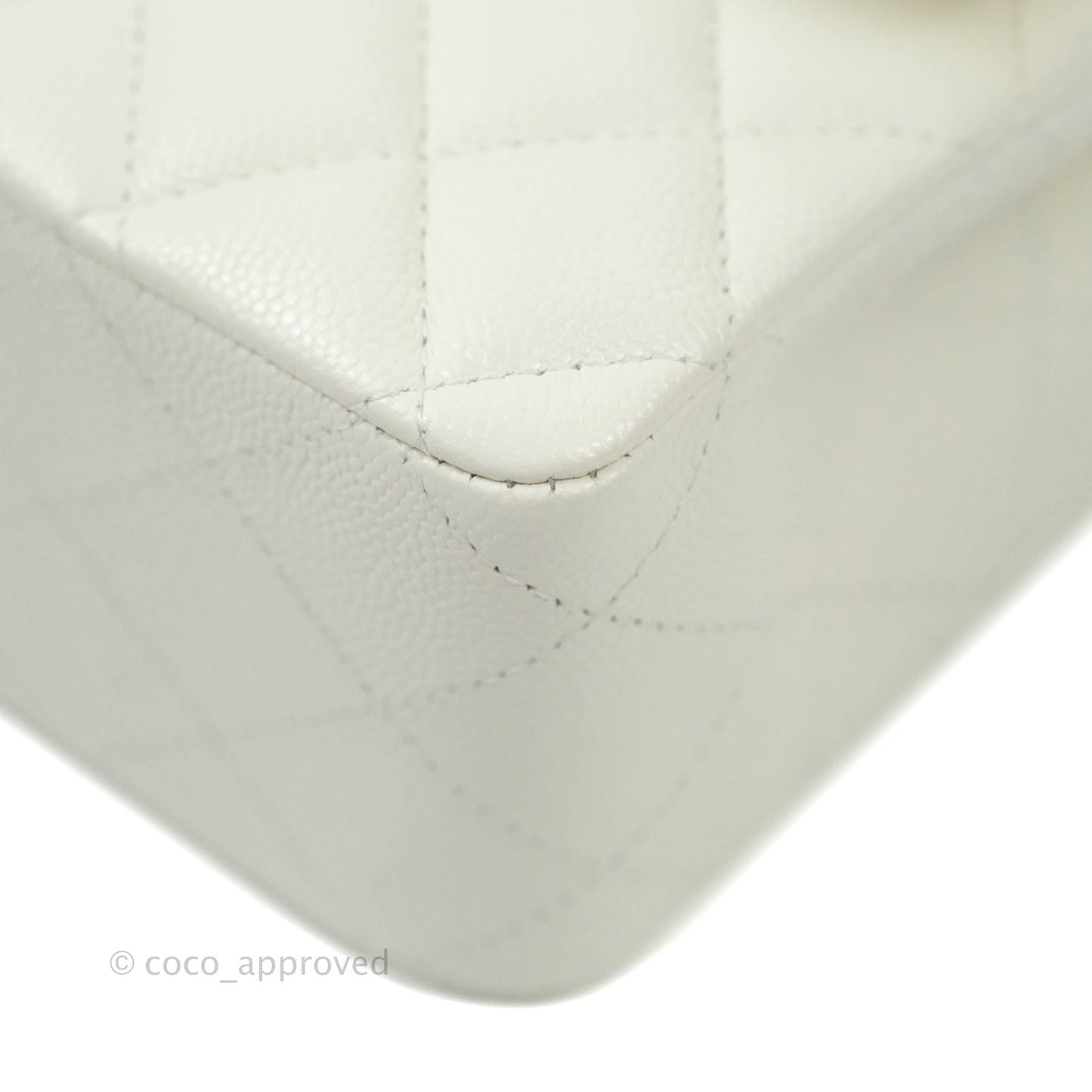 Chanel Classic M/L Medium Double Flap Ivory White Caviar Gold Hardware