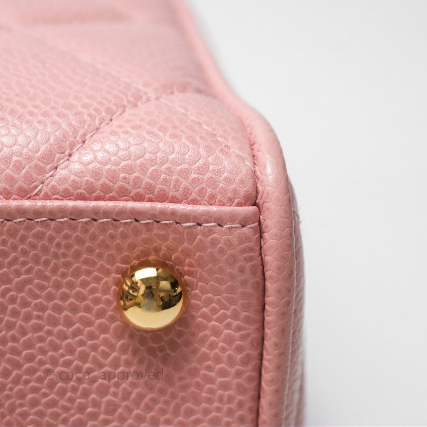 Chanel Vintage Mini CC Boston Bag Sakura Pink Caviar Gold Hardware
