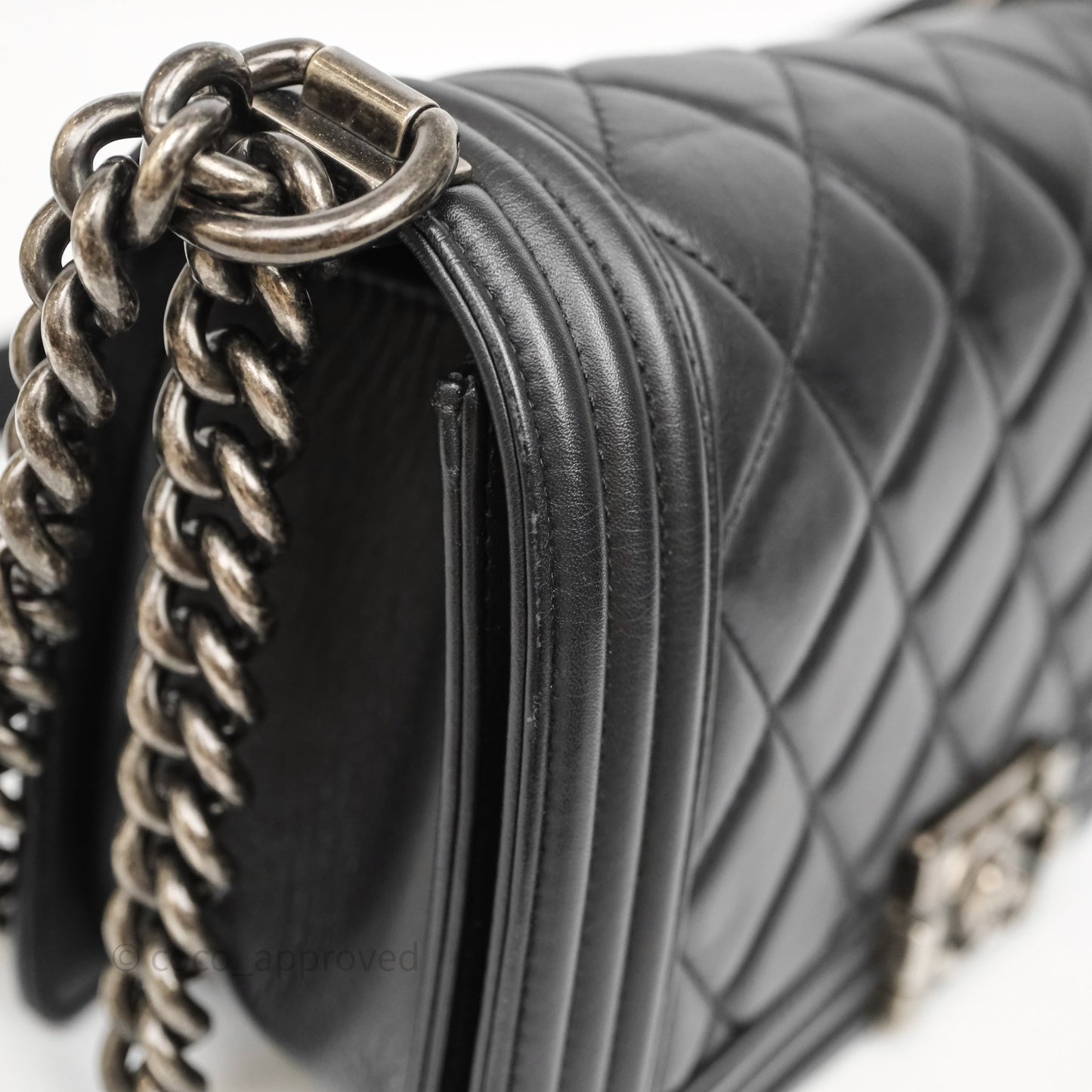 Chanel Quilted Medium Boy Black Lambskin Ruthenium Hardware