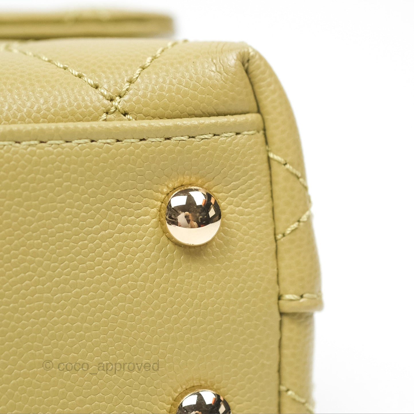 Chanel Quilted Mini Coco Handle Caviar Olive Green Gold Hardware