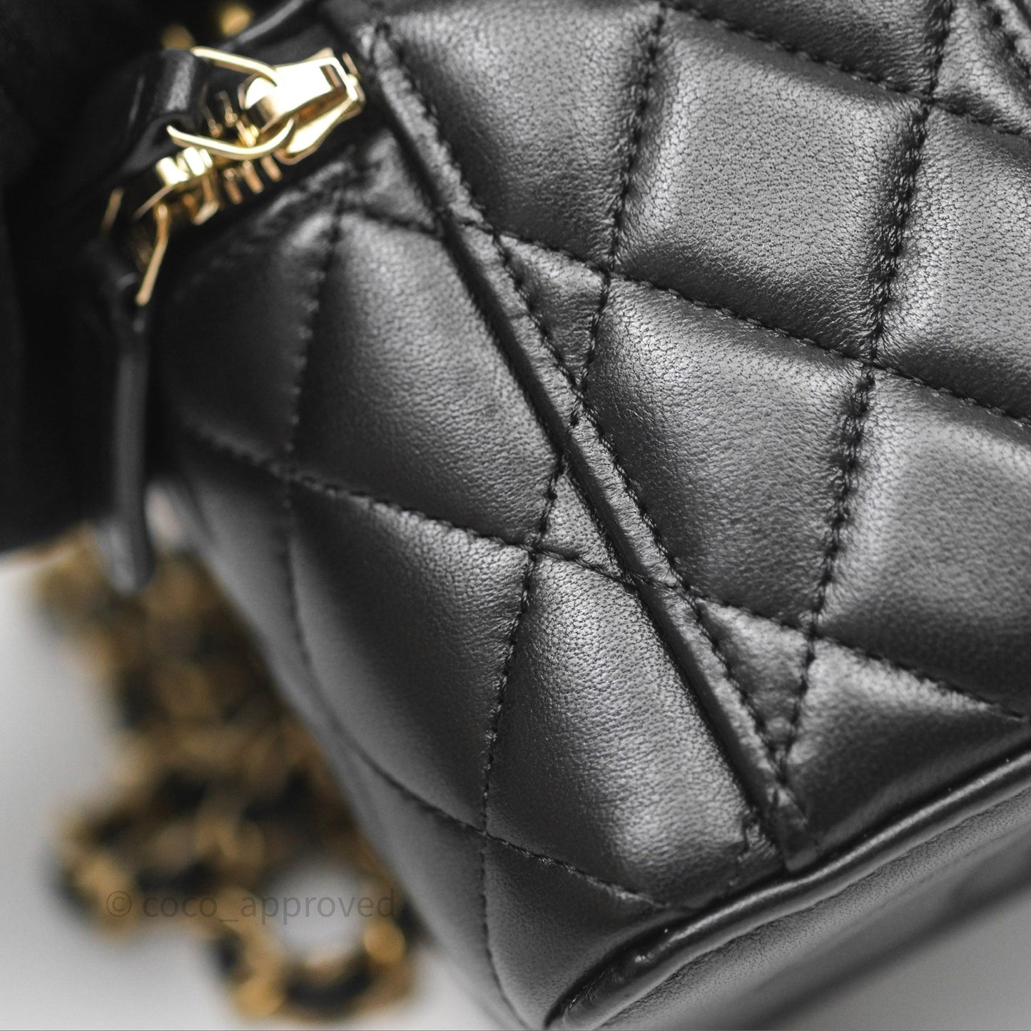 Chanel Mini Metal Top Handle Vanity With Chain Black Lambskin Aged Gold Hardware