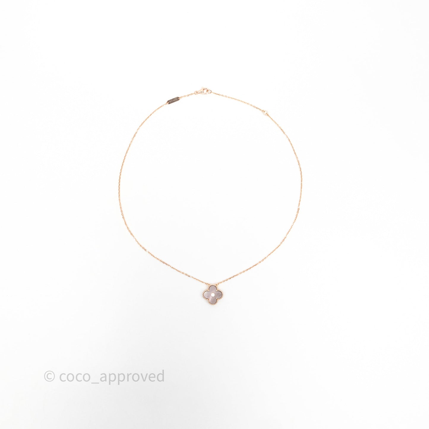 Van Cleef & Arpels Vintage Alhambra Pendant  Grey Mother-of-pearl Diamond Rose Gold