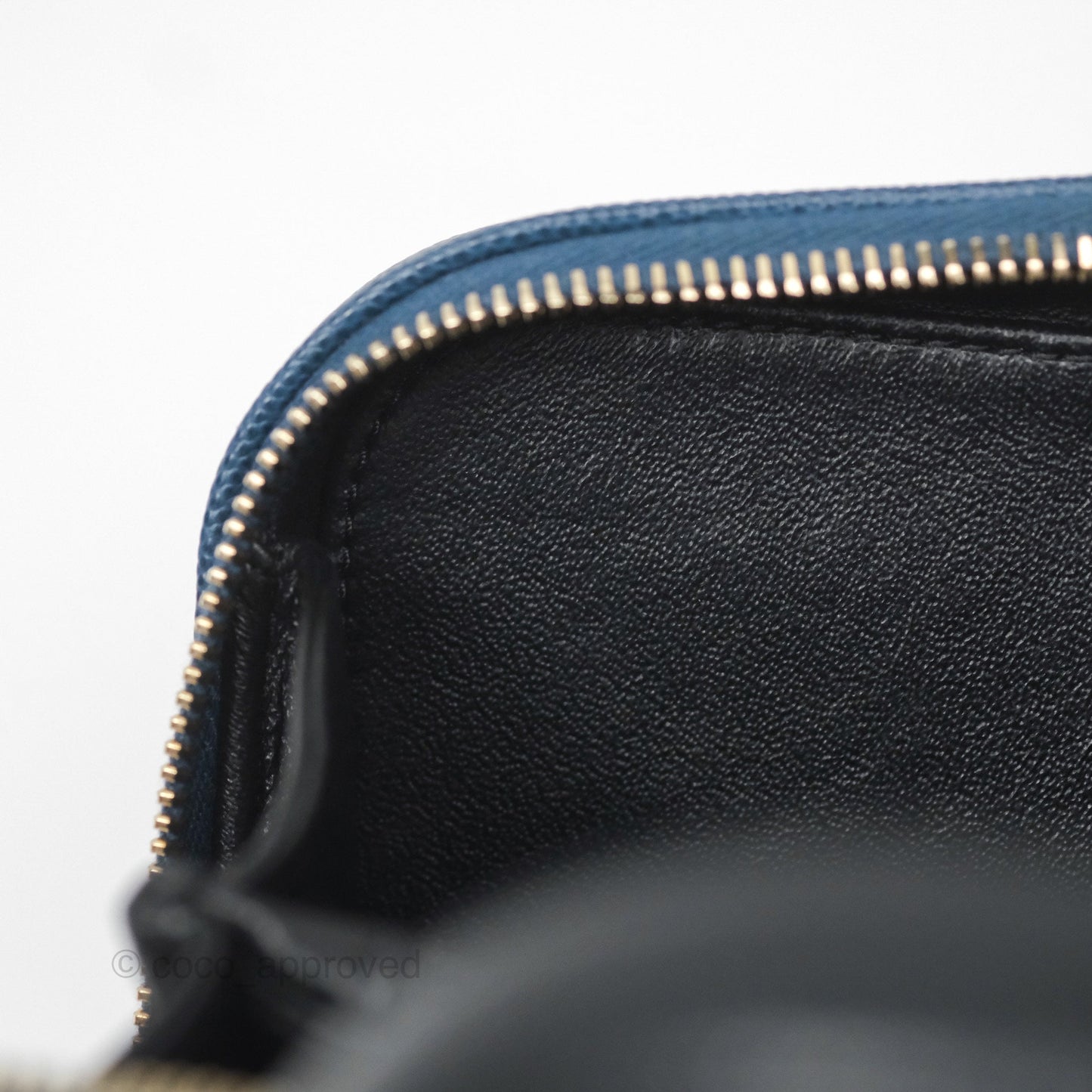 Chanel Quilted Medium CC Filigree Vanity Case Navy Black Caviar Aged Gold Hardware
