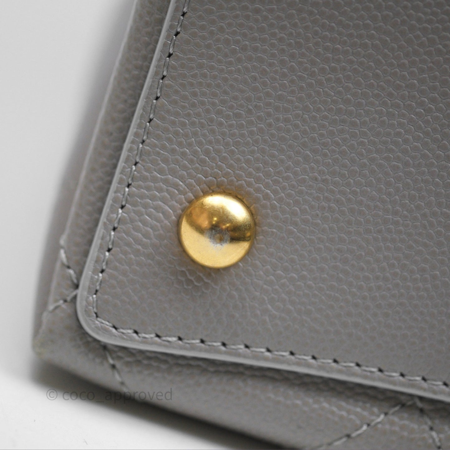 Chanel Drawstring Bucket Bag Grey Grained Calfskin Aged Gold Hardware