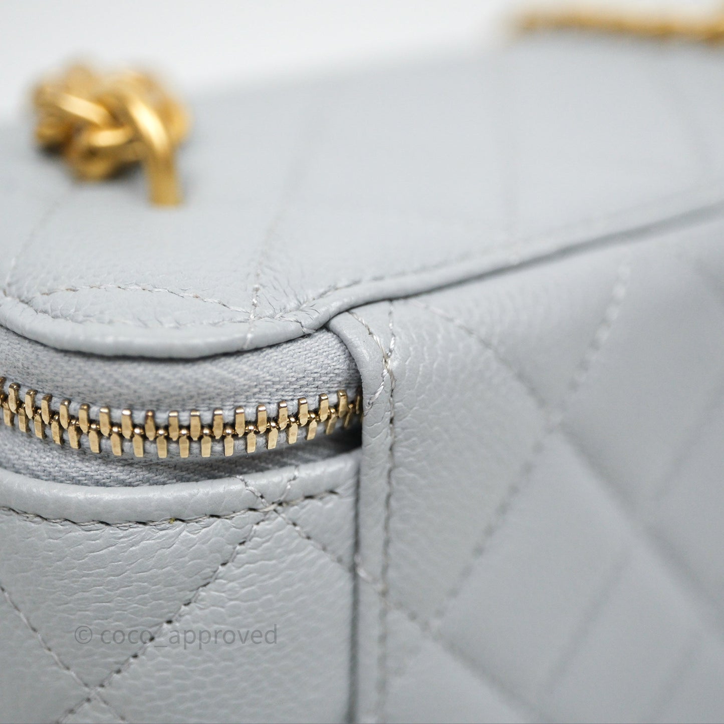 Chanel Heart Crush Vanity With Chain Grey Caviar Aged Gold Hardware