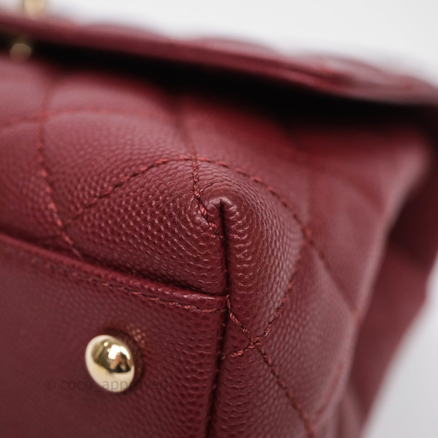 Chanel Small Coco Handle Quilted Red Burgundy Caviar Gold Hardware