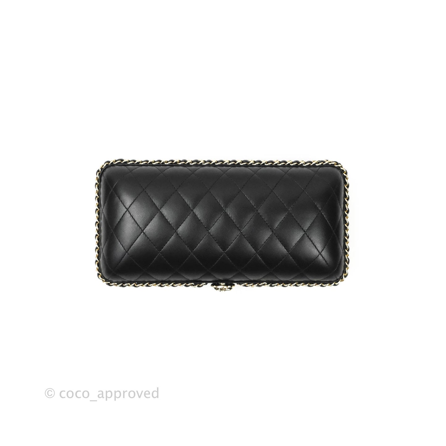 Chanel Quilted Chain Around Clutch Black Lambskin Gold Hardware