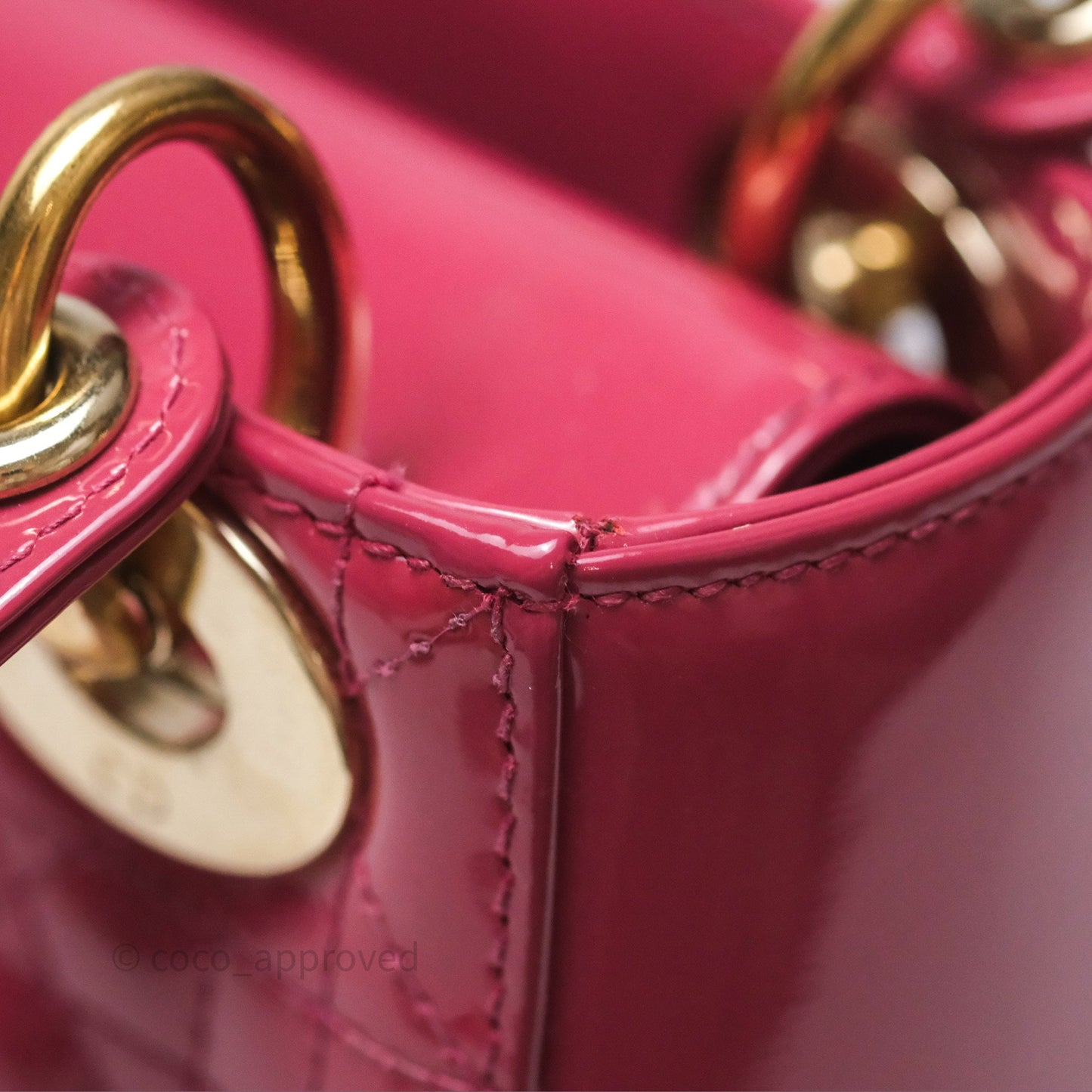 Christian Dior Mini Lady Dior Dusty Pink Patent Cannage Calfskin Gold Hardware