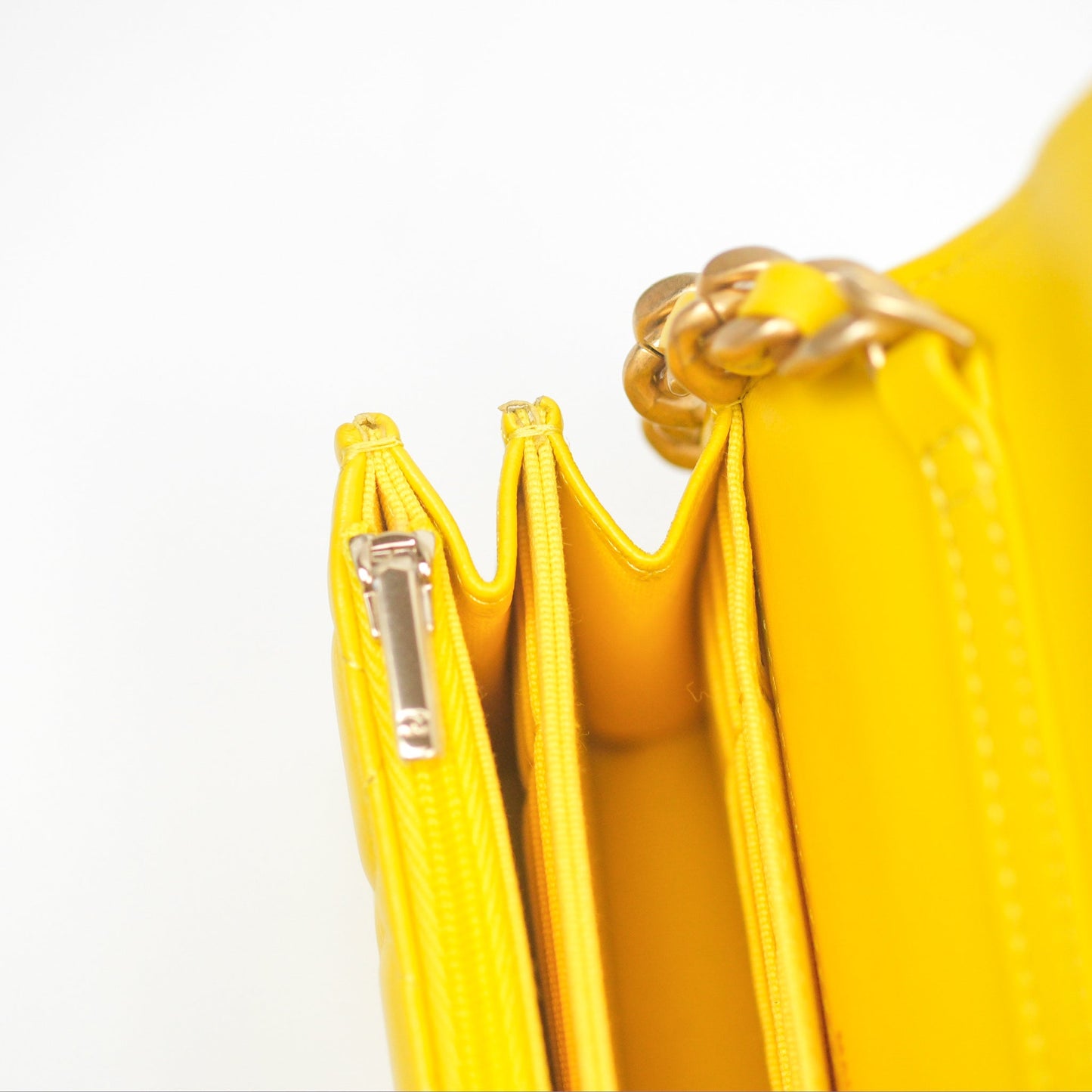 Chanel Lacquered Chain Mini WOC Yellow Lambskin