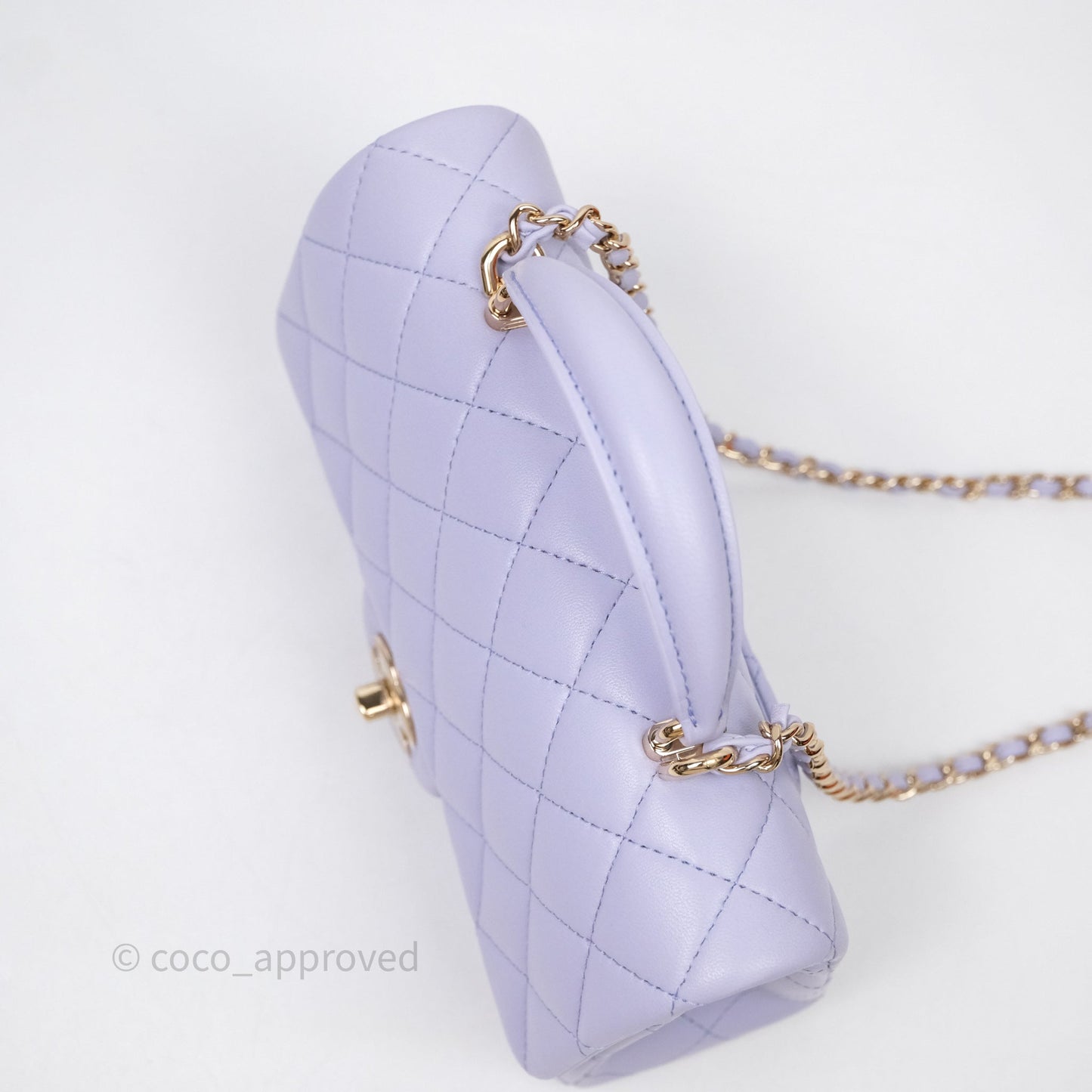 Chanel Top Handle Mini Rectangular Flap Bag Lilac Lambskin Gold Hardware