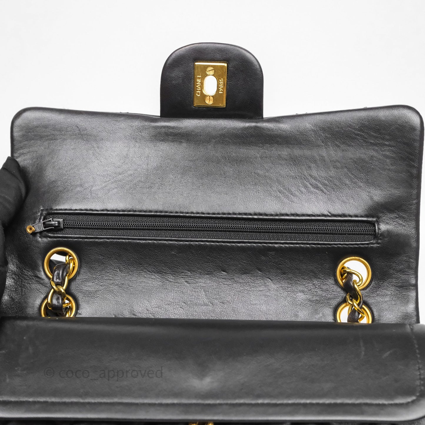 Chanel Vintage Small Classic Flap Black Lambskin 24K Gold Hardware