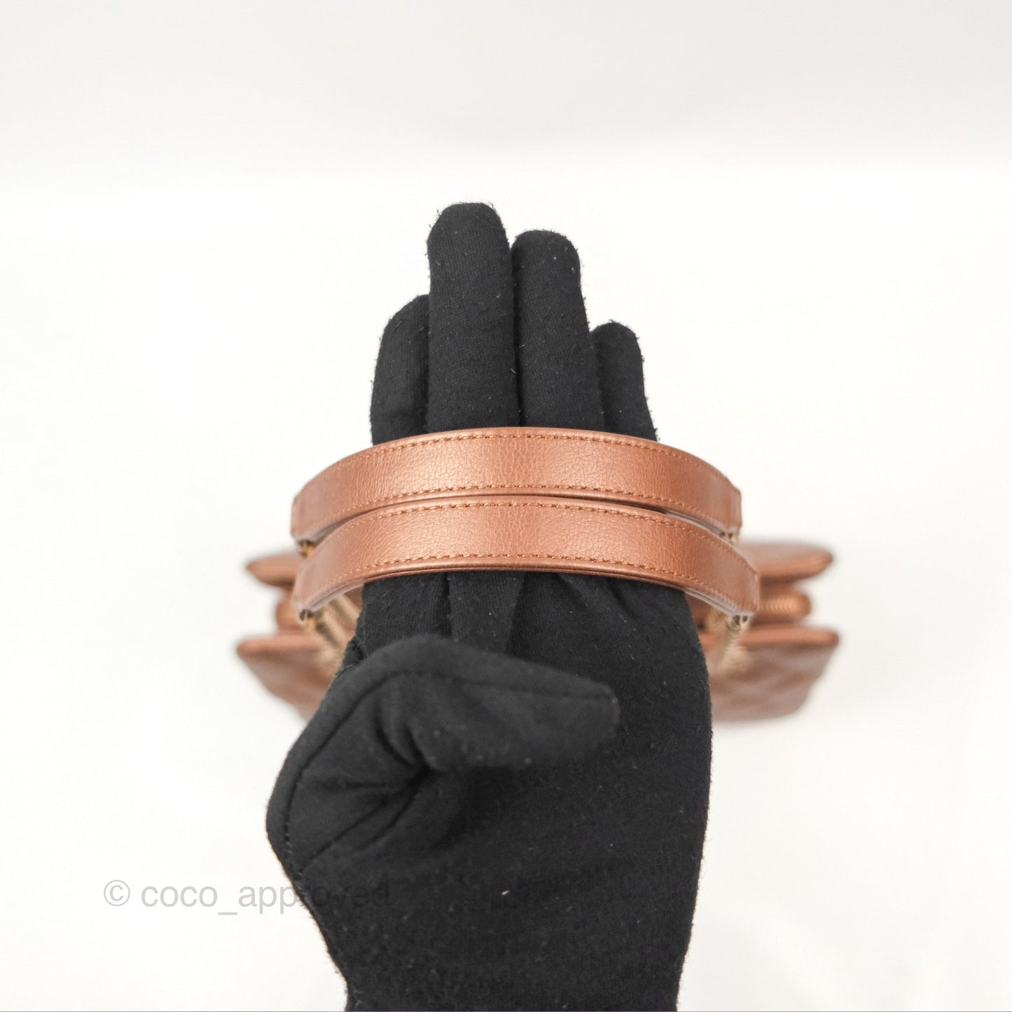 Chanel Quilted Small CC Eyelet Tote Copper Iridescent Goatskin Rose Gold