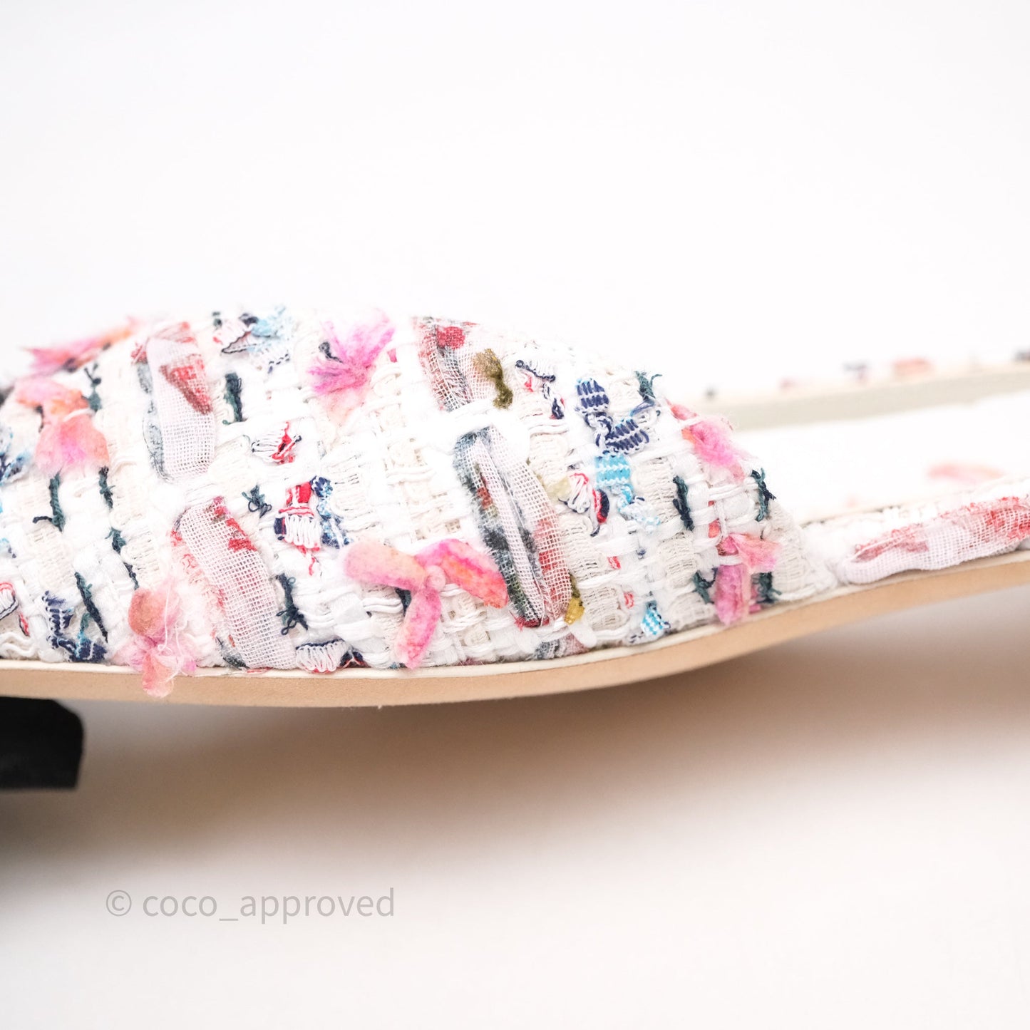 Chanel CC Slingback Flats Pink Tweed Size 39