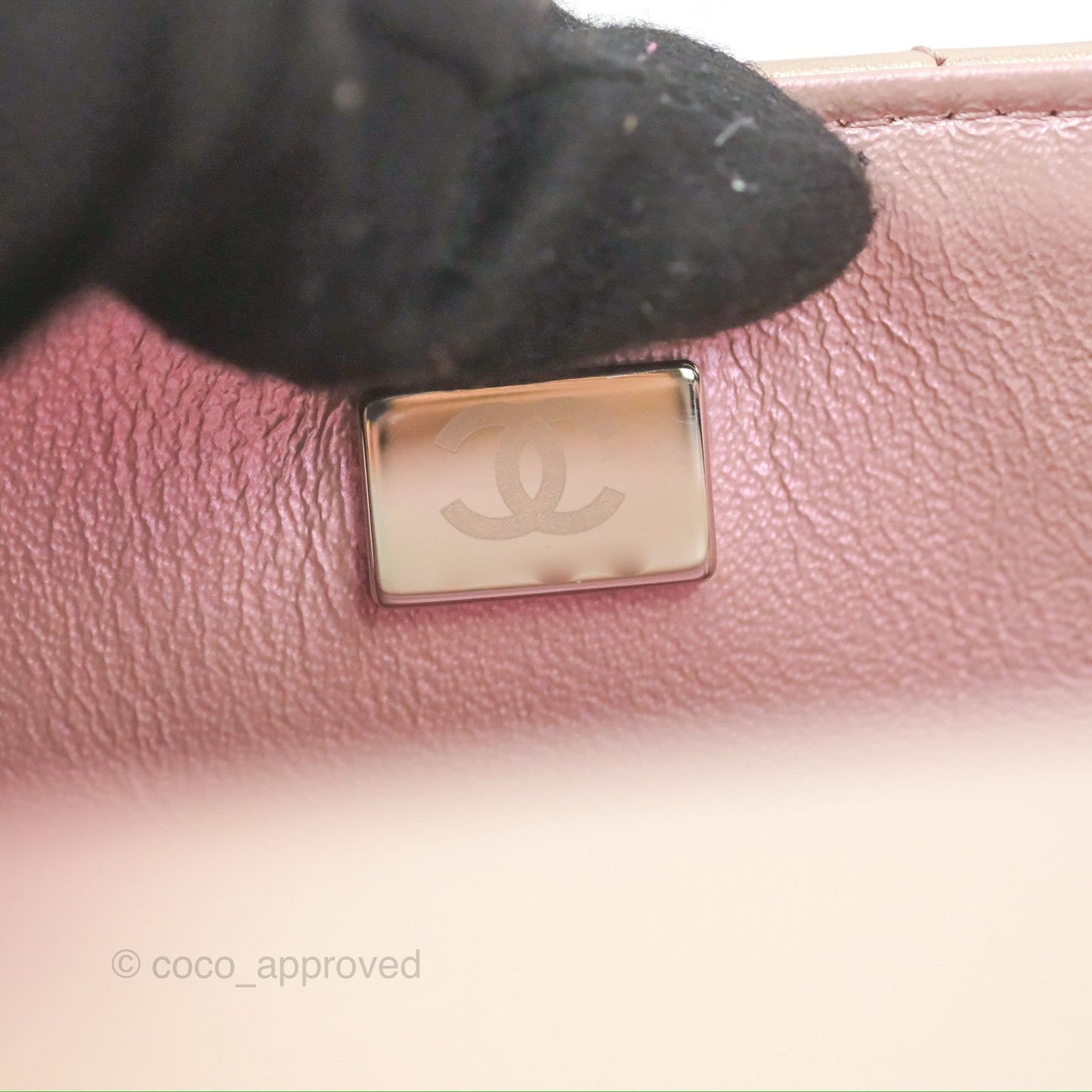 Chanel Mini Square Quilted Iridescent Pink Silver Hardware
