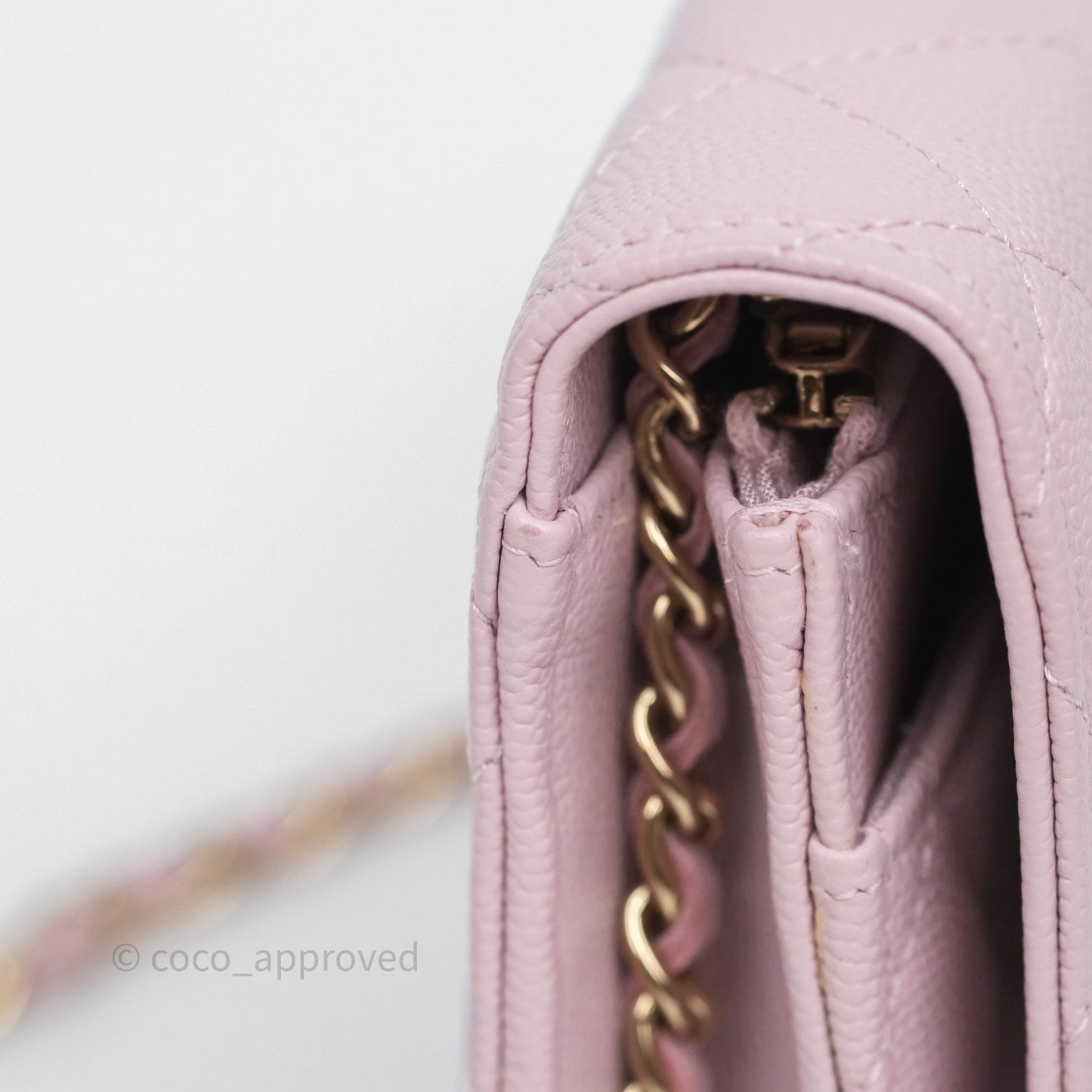 Chanel Classic Quilted Wallet On Chain WOC Pink Caviar Gold Hardware