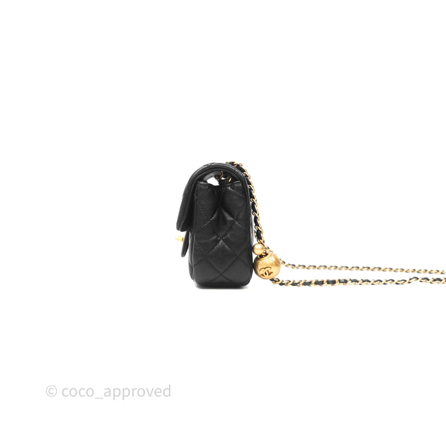 Chanel Mini Rectangular Pearl Crush Quilted Black Lambskin Aged Gold Hardware