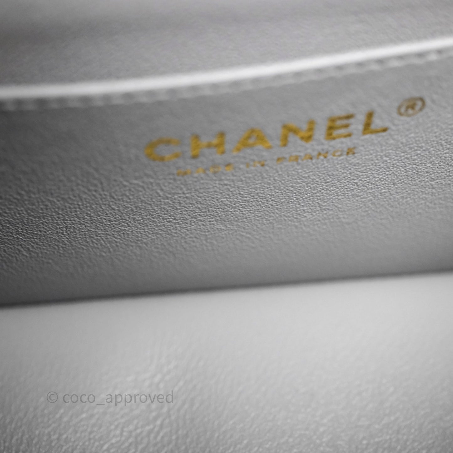 Chanel Mini Rectangular Chevron Grey Lambskin Light Gold Hardware