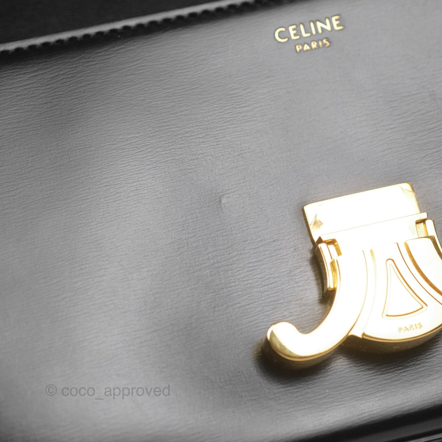 Celine Triomphe Shoulder Bag Black Calfskin