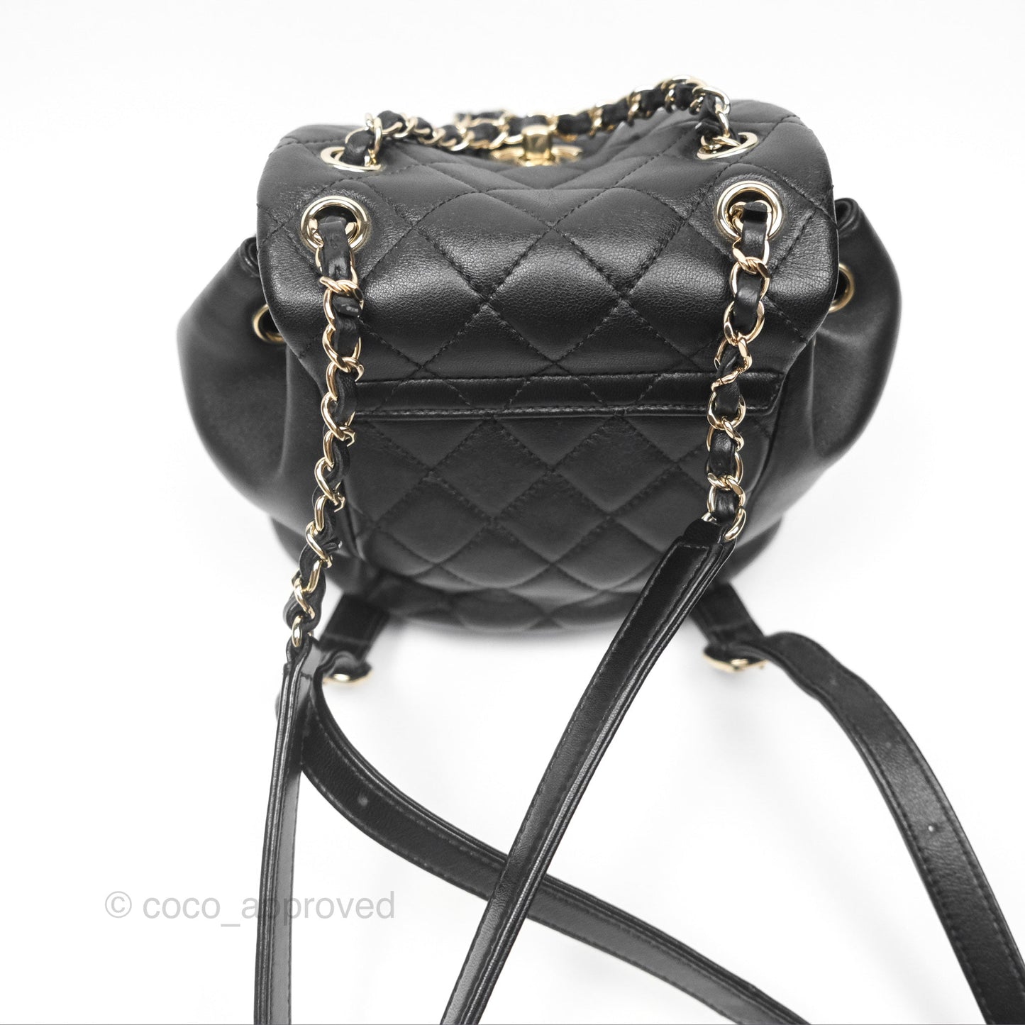 Chanel Quilted Small Duma Drawstring Backpack Black Lambskin