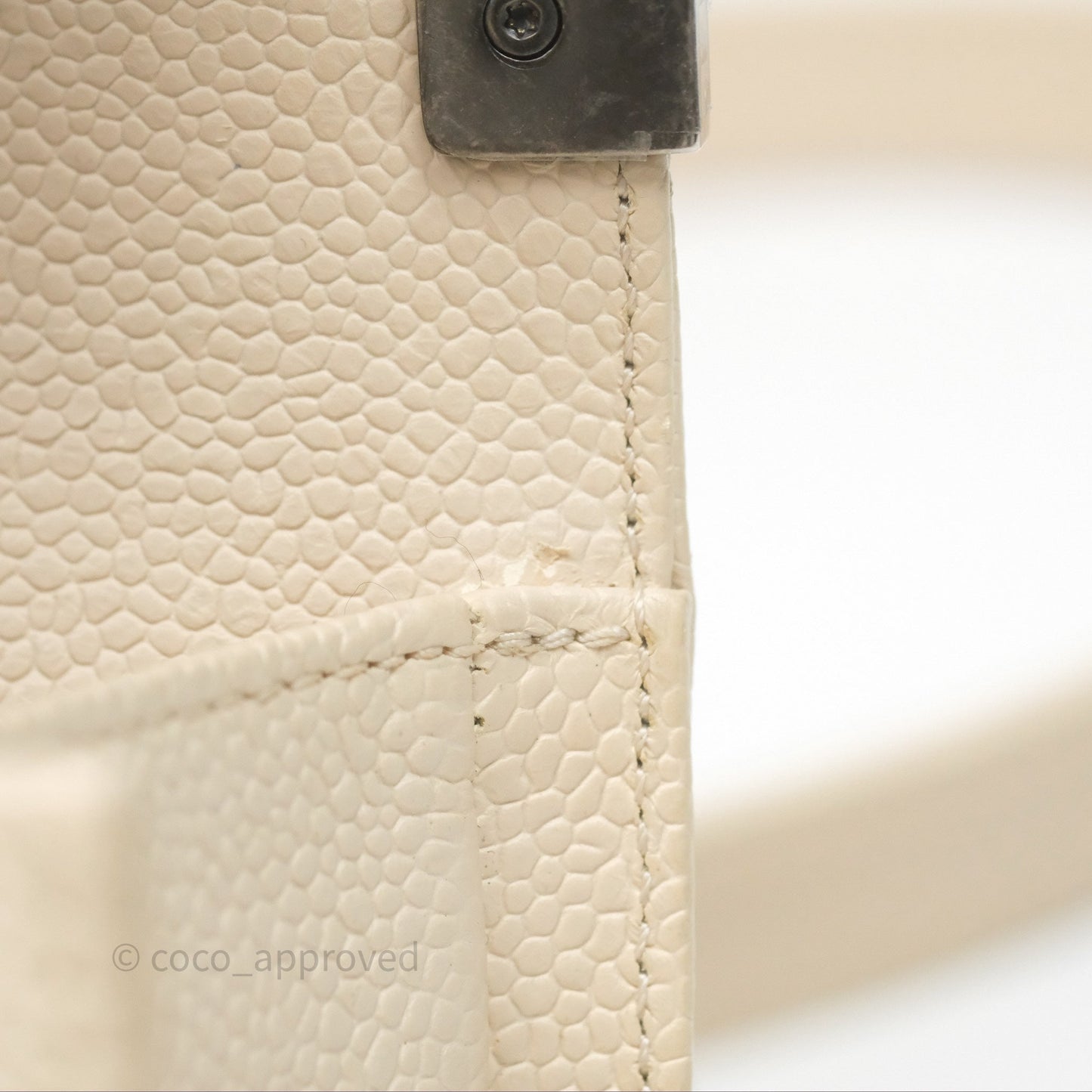 Chanel Small Boy Chevron Beige Caviar Ruthenium Hardware