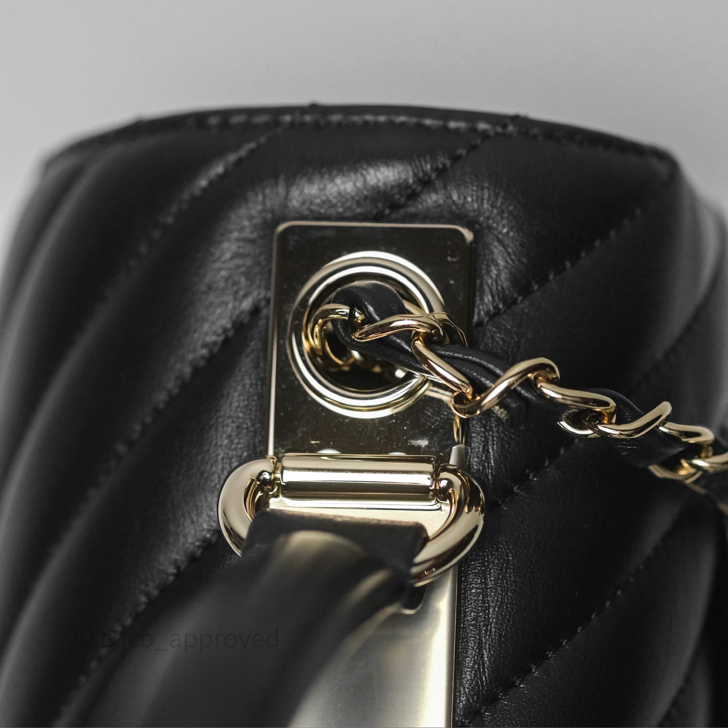 Chanel Small Trendy CC Black Chevron Lambskin Gold Hardware