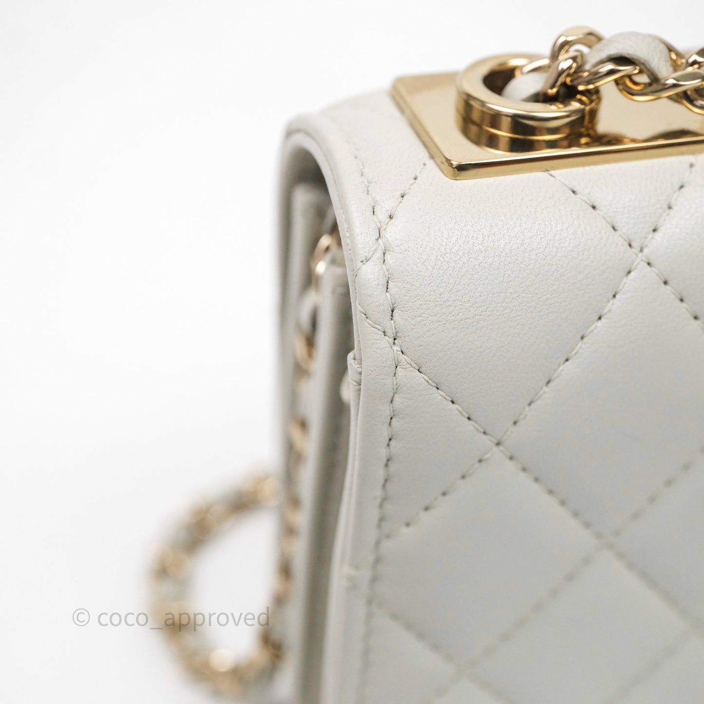 Chanel Trendy CC Wallet On Chain WOC Light Grey Lambskin Gold Hardware N